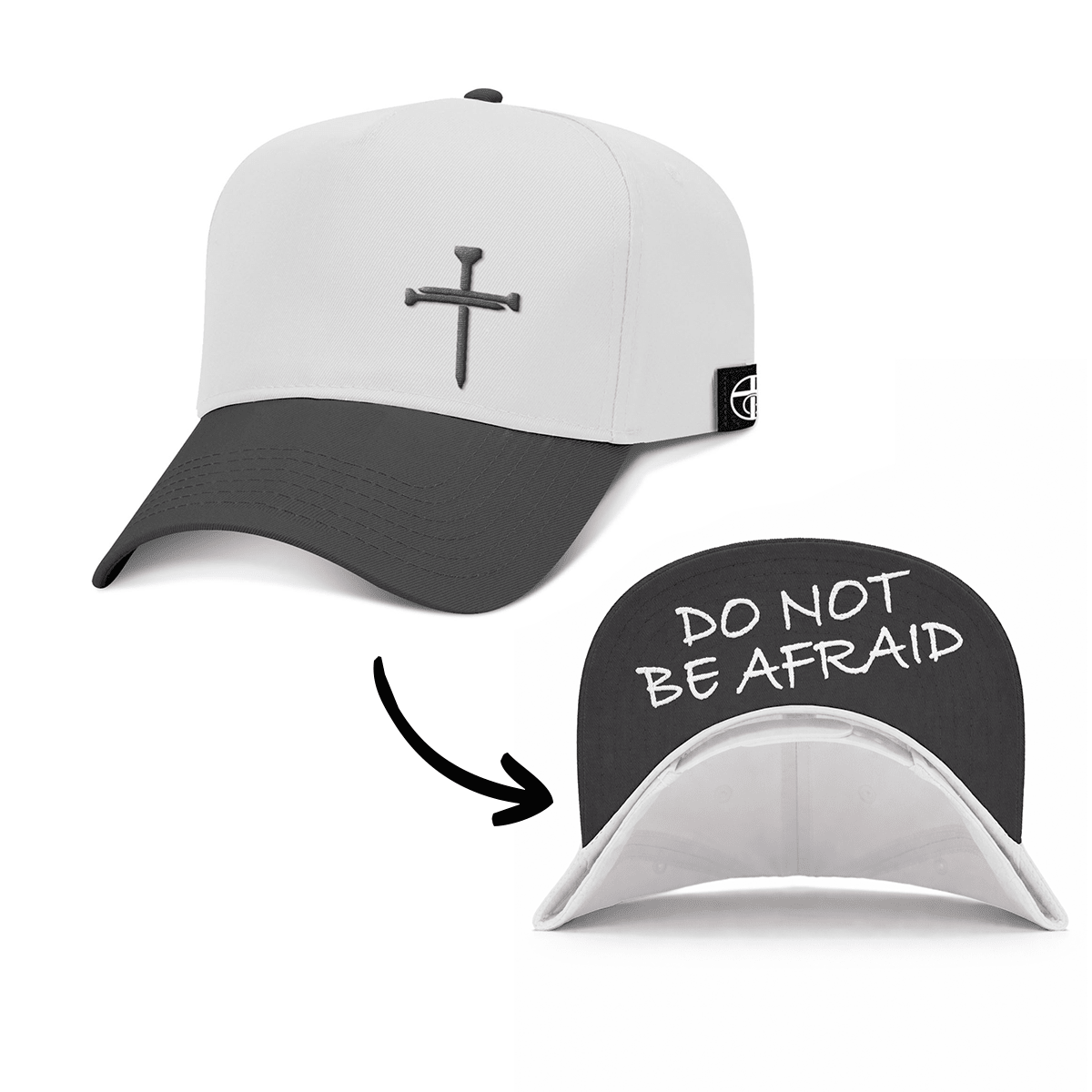 3 Nail Cross - Do Not Be Afraid Two Tone Prayer Print Hats - Our True God