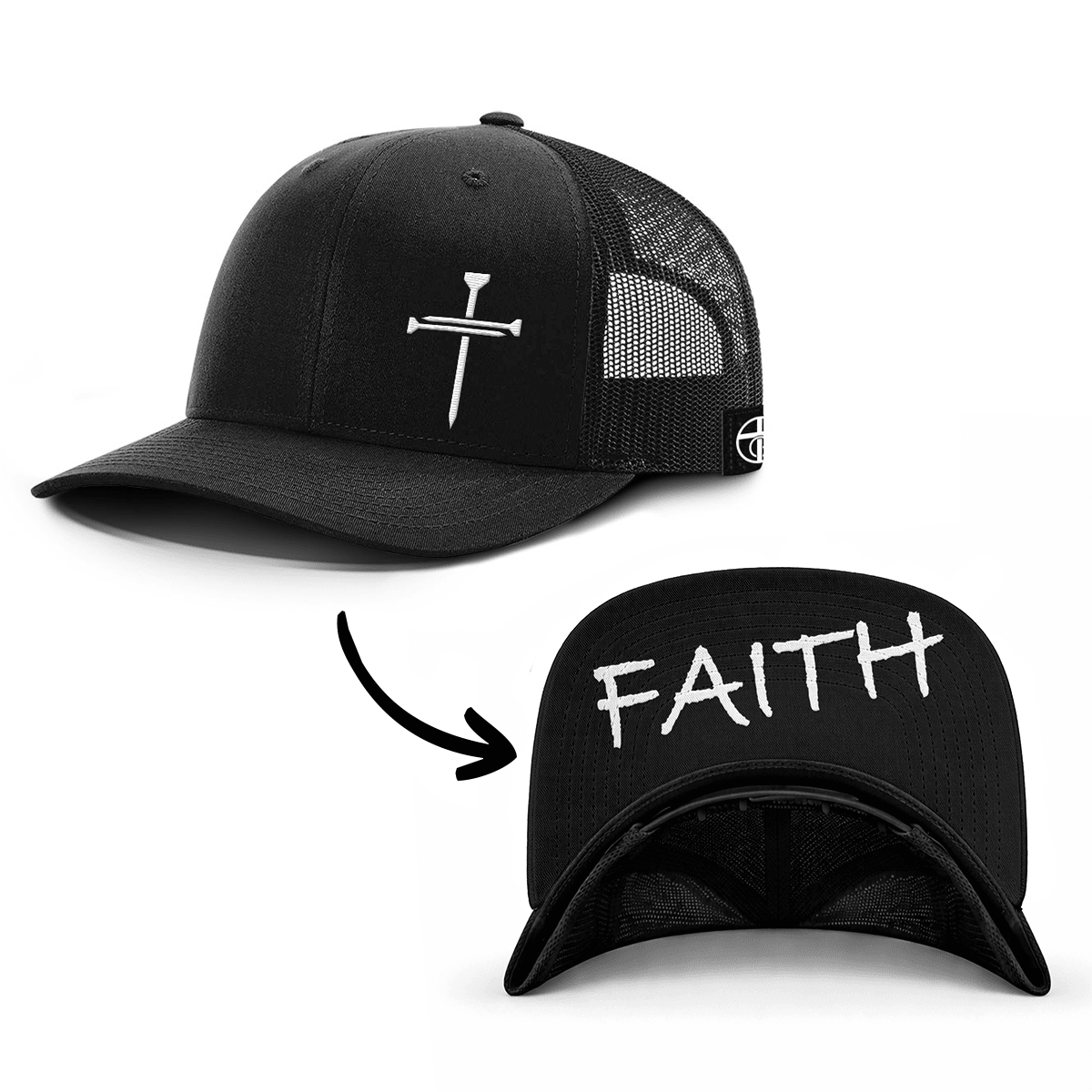3 Nail Cross - Faith Prayer Print Hats - Our True God