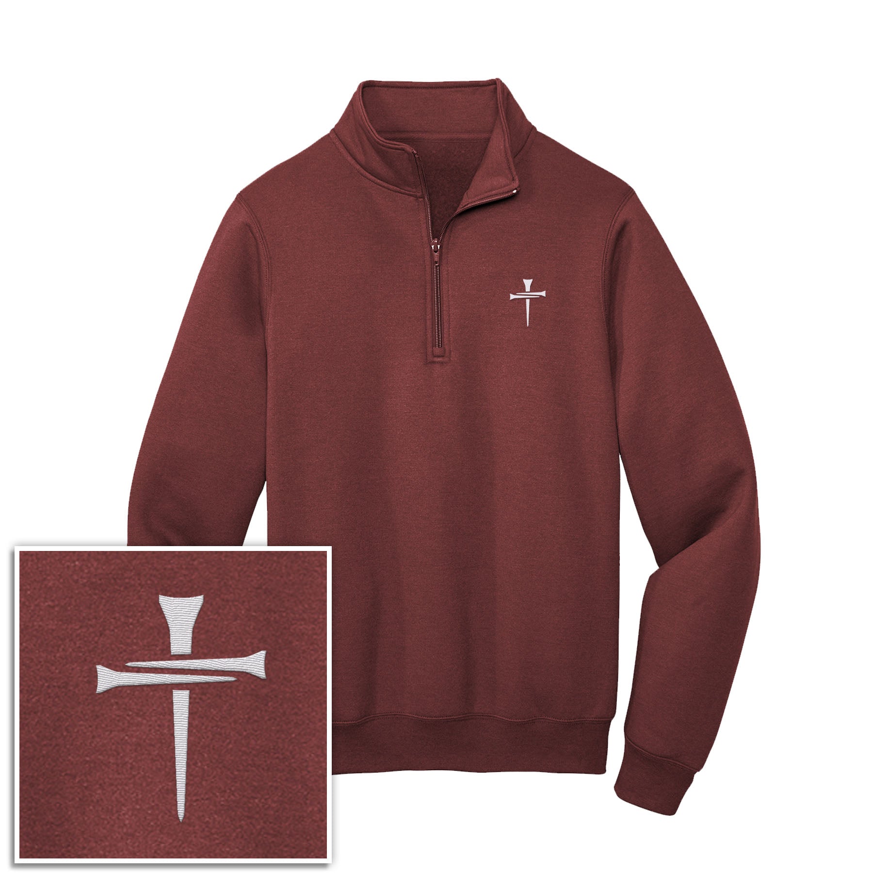 3 Tee Cross 1/4 - Zip Pullover Sweatshirt - Our True God