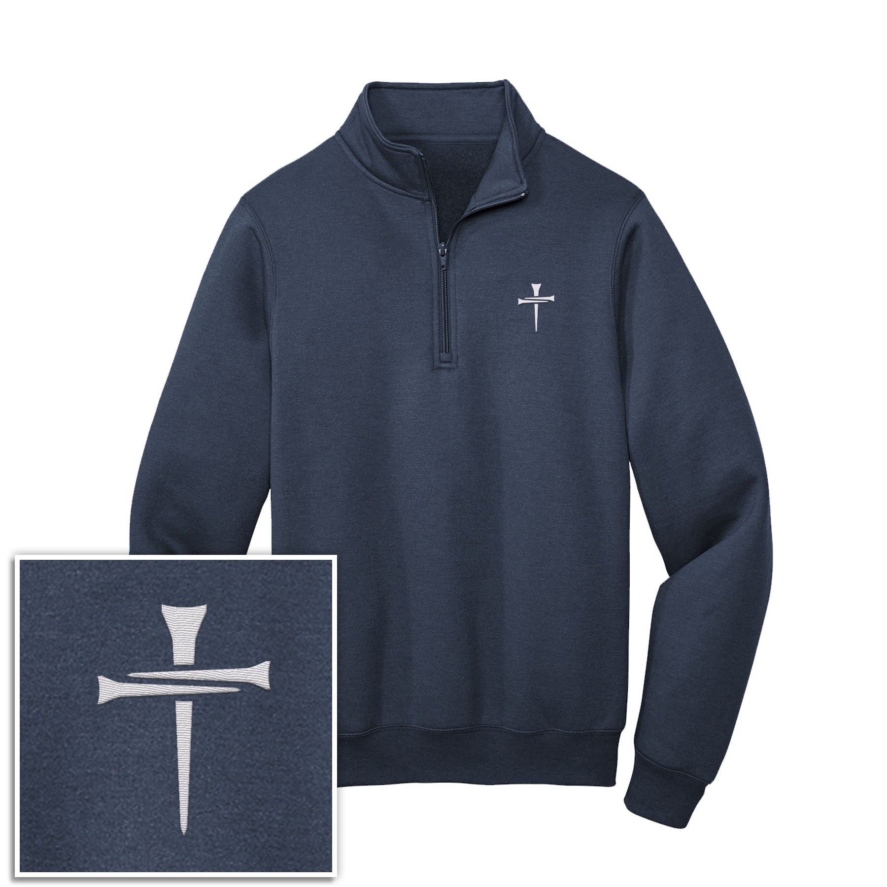 3 Tee Cross 1/4 - Zip Pullover Sweatshirt - Our True God