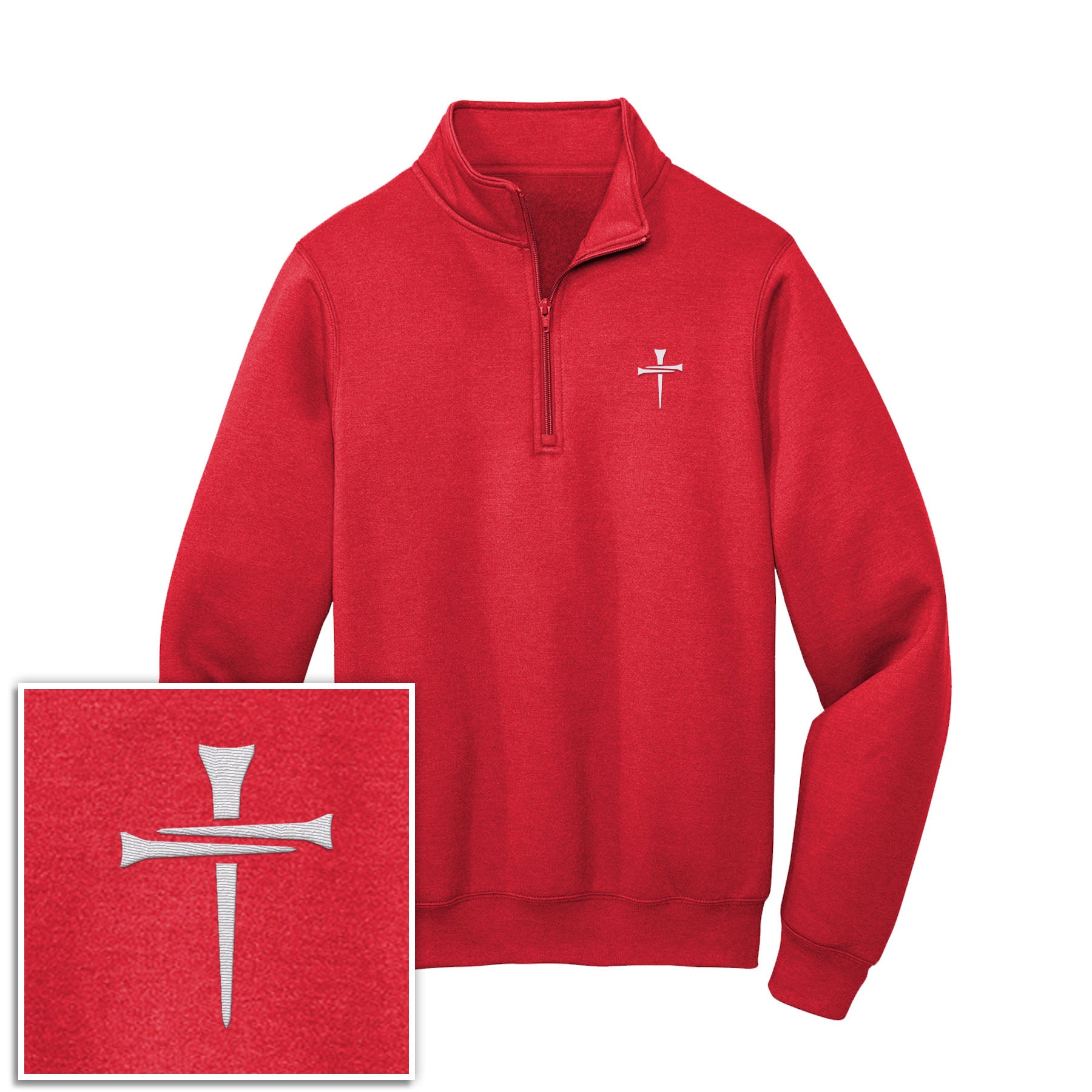 3 Tee Cross 1/4 - Zip Pullover Sweatshirt - Our True God