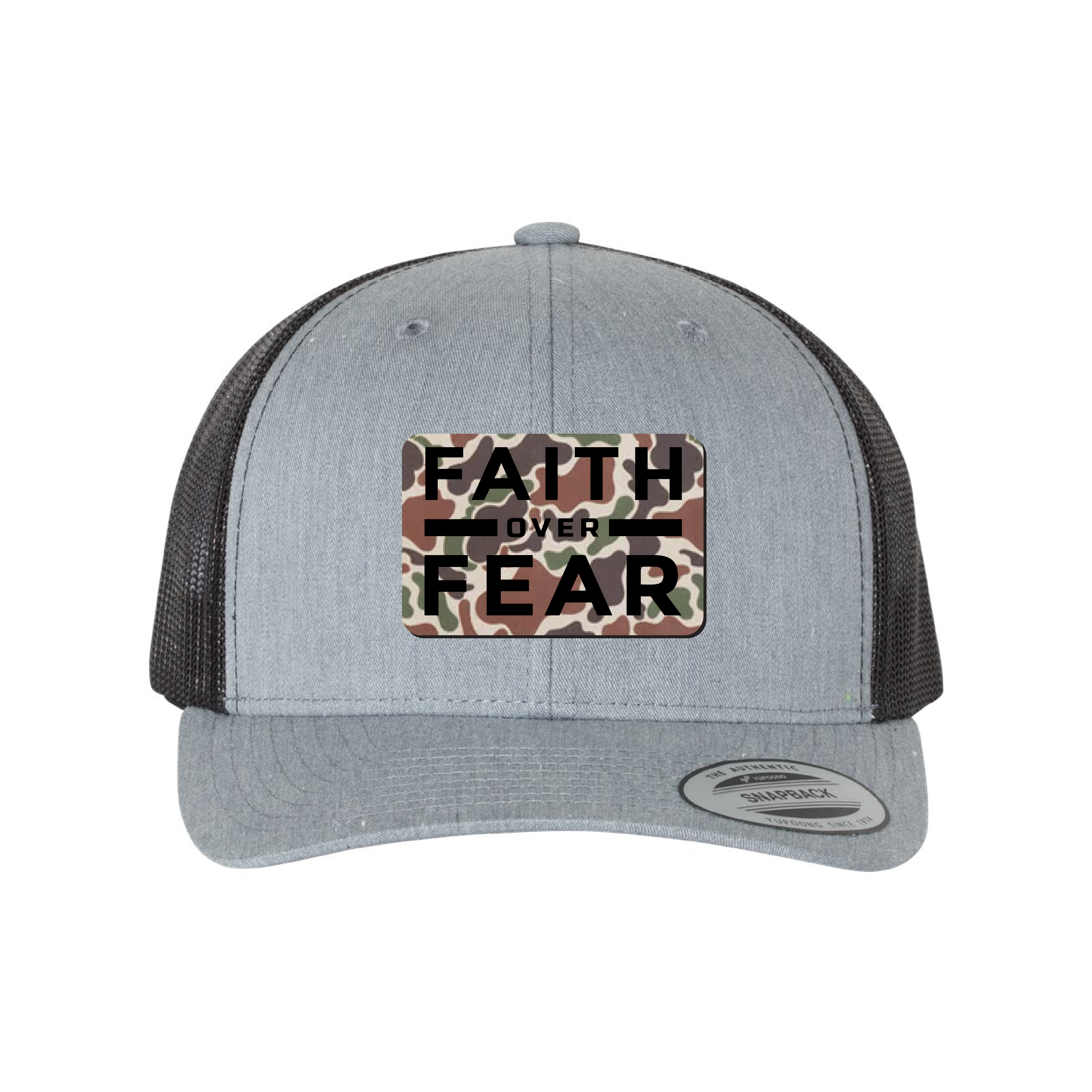 Faith Over Fear Fowl Play Camo Patch Fall Collection Hats