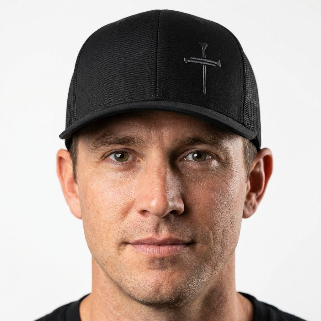 Nail Cross Lower Left Blackout Version Hats