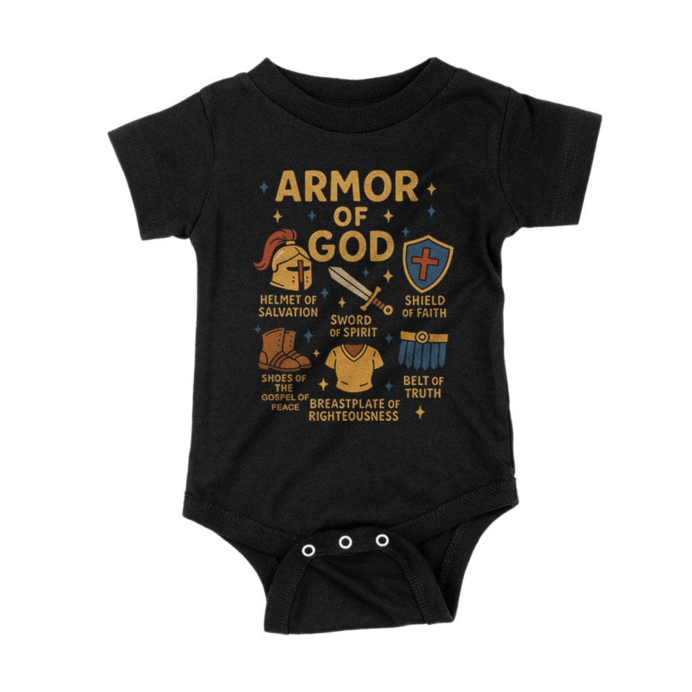 Our True God Apparel Onesie / Black / NB Armor of God Kids Shirts