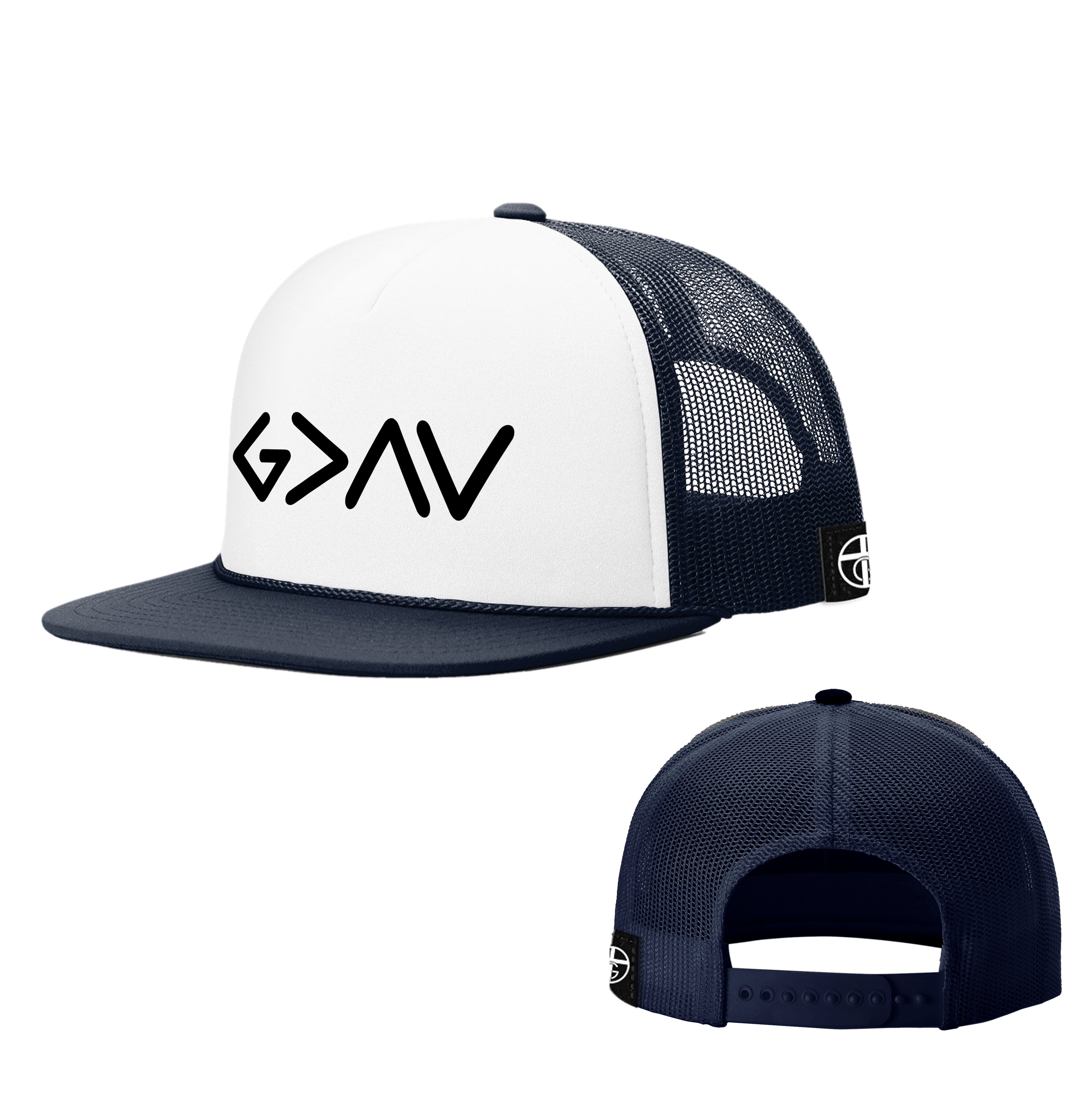 G>ΛV - God is Greater Than the Highs and Lows Foam Trucker Hats