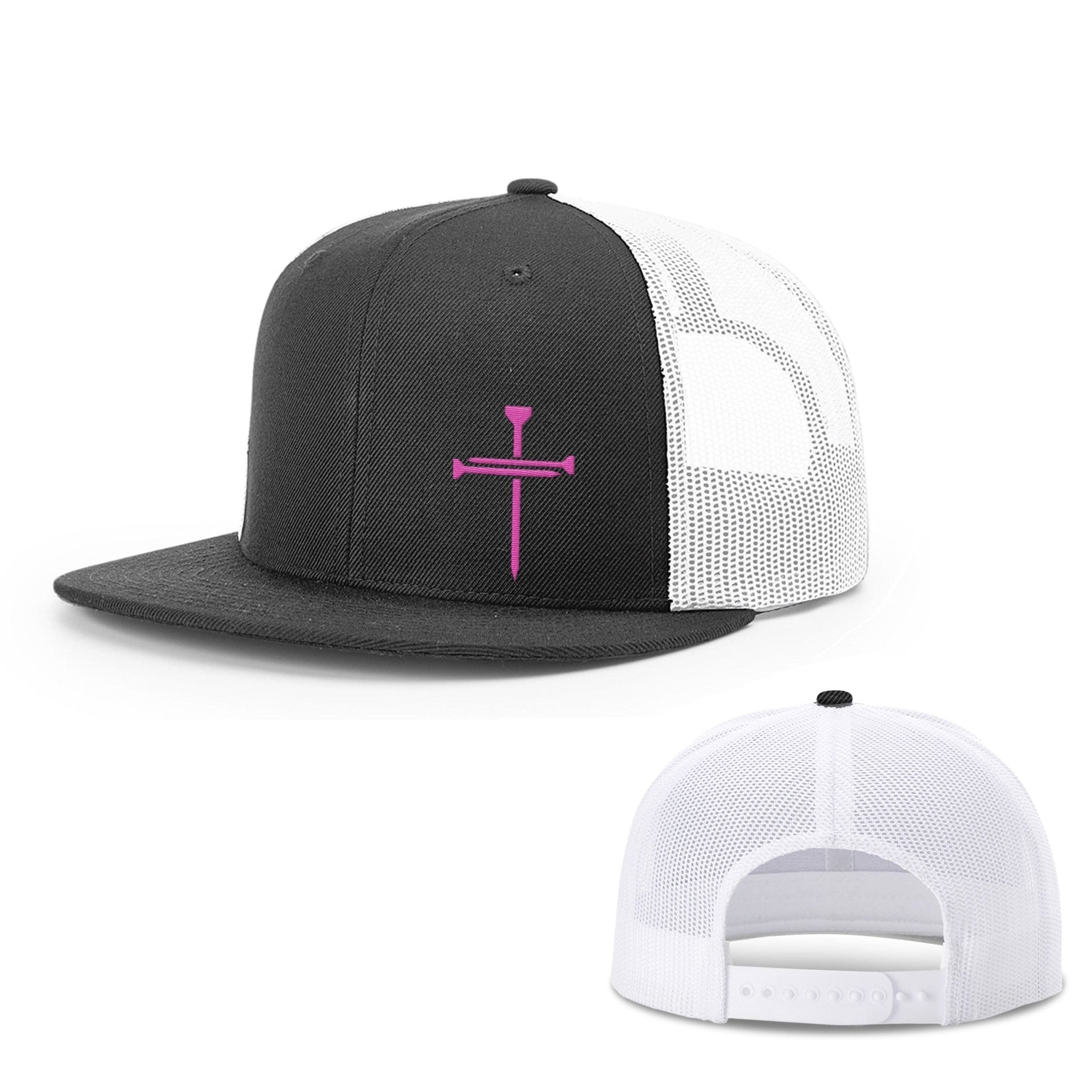 Breast Cancer Awareness Nail Cross Lower Left Hat - Our True God