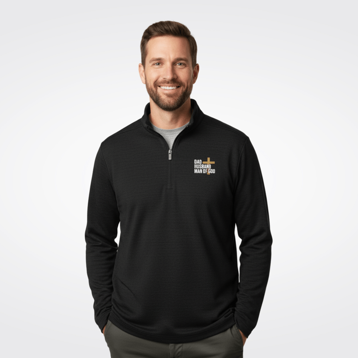 Dad, Husband, Man of God TravisMathew Crestview 1/4 - Zip Pullover - Our True God