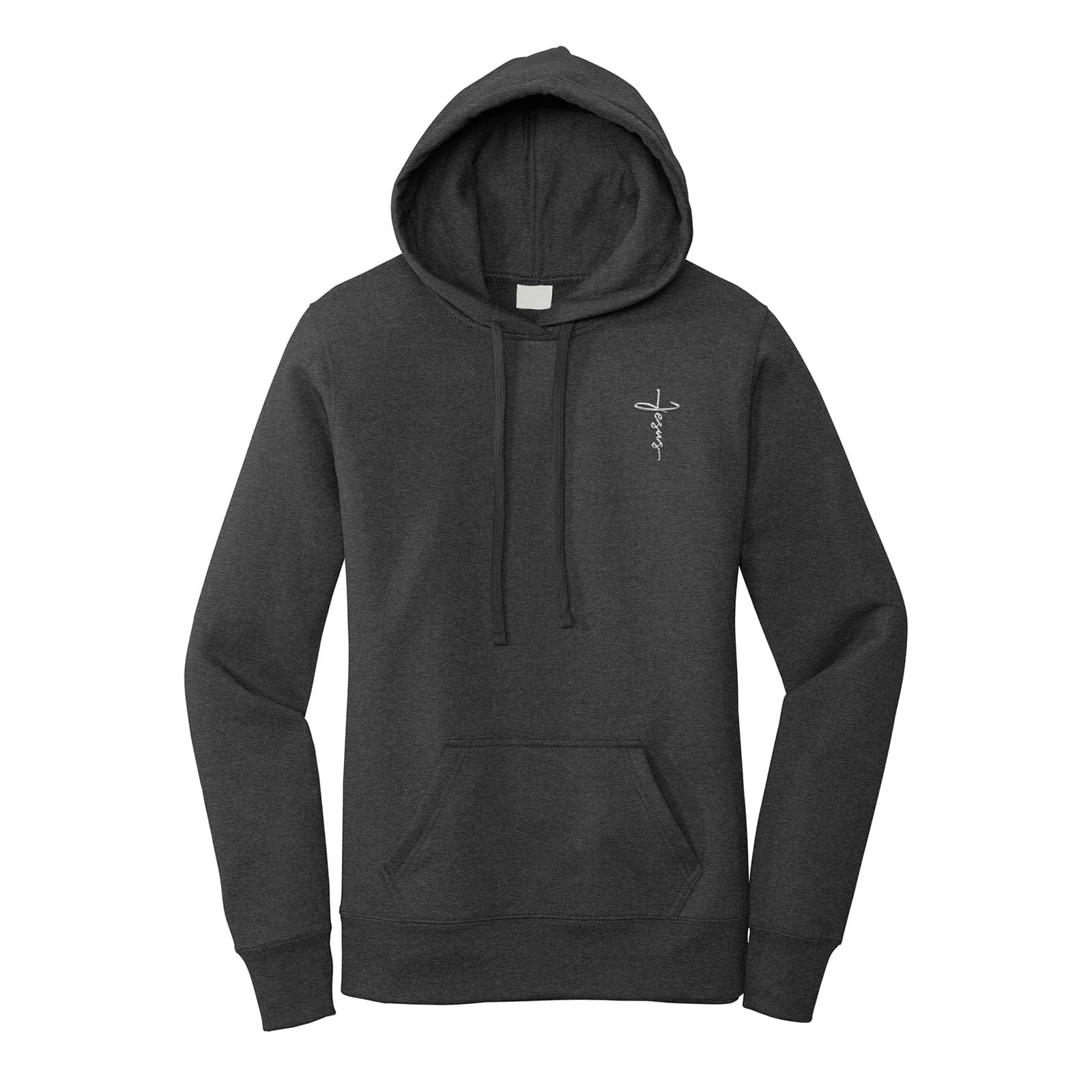 EDGE Printed Products Apparel Core Fleece Pullover Hooded Sweatshirt / Dark Heather Grey / XS Jesus Cross Women's Core Fleece Hooded Sweatshirt