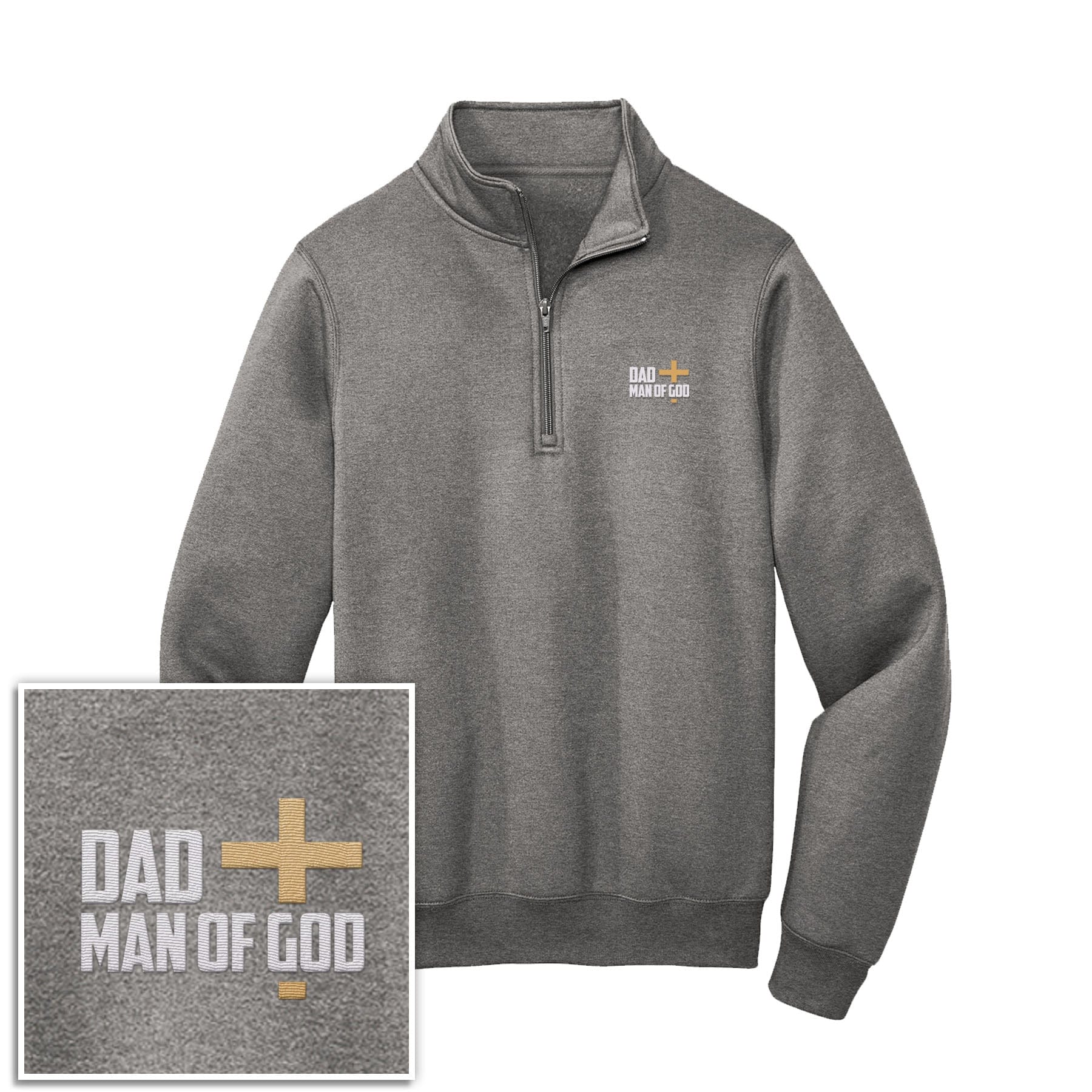 EDGE Printed Products Apparel Graphite Heather / S Dad, Man Of God 1/4-Zip Pullover Sweatshirt