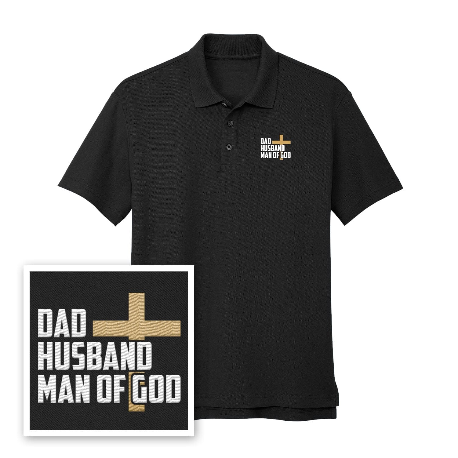 EDGE Printed Products Apparel Performance Polo / Black / XS Dad, Husband, Man of God Performance Polo Shirt