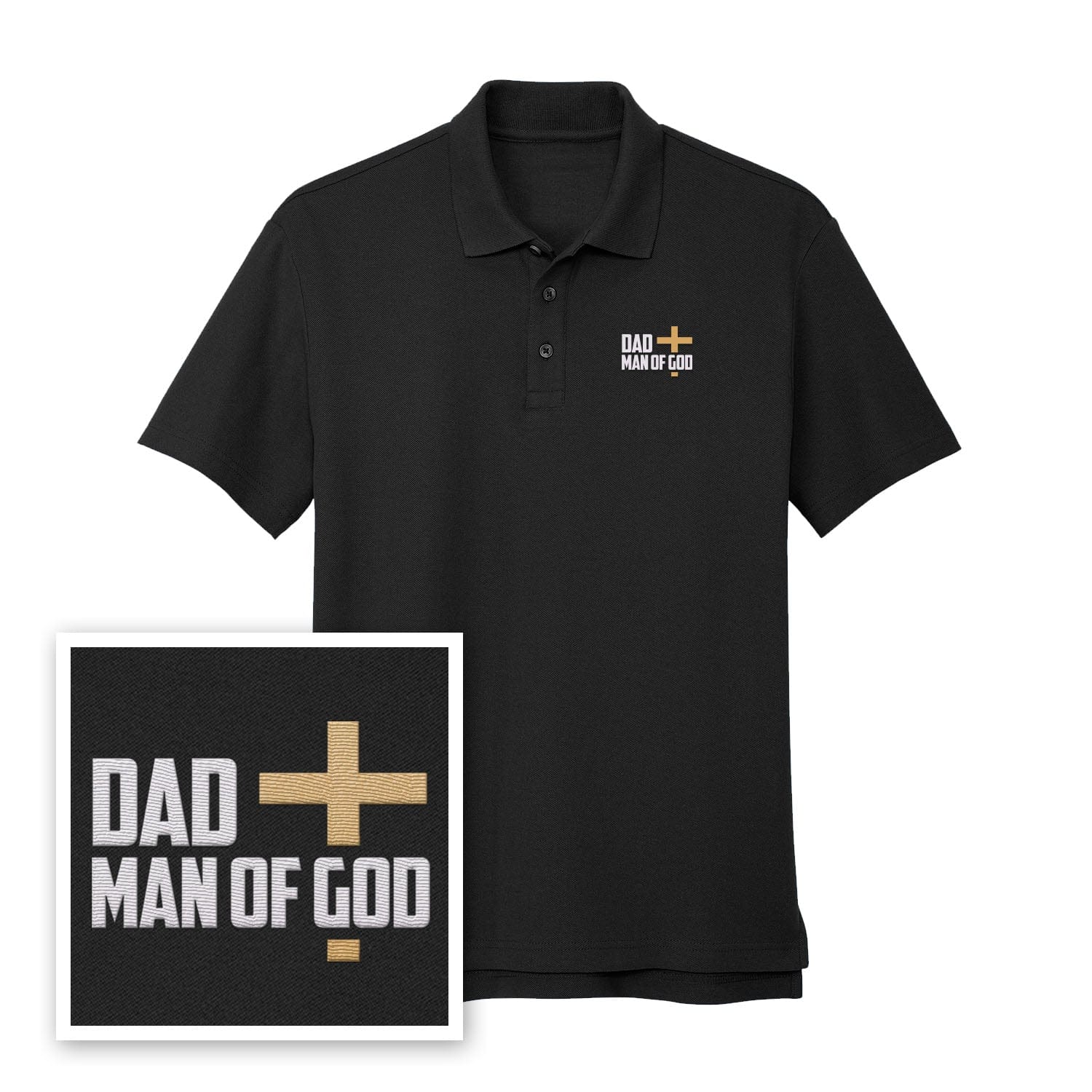 EDGE Printed Products Apparel Performance Polo / Black / XS Dad, Man Of God Performance Polo Shirt