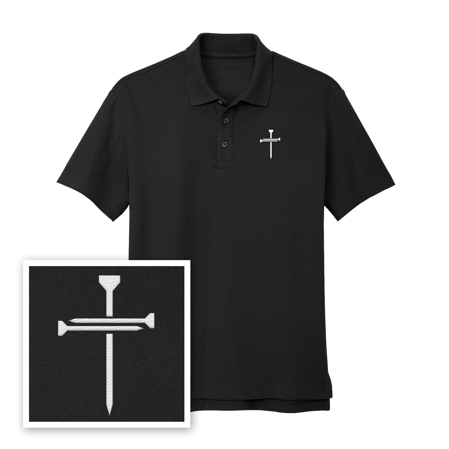 EDGE Printed Products Apparel Performance Polo / Black / XS Nail Cross Performance Polo Shirt