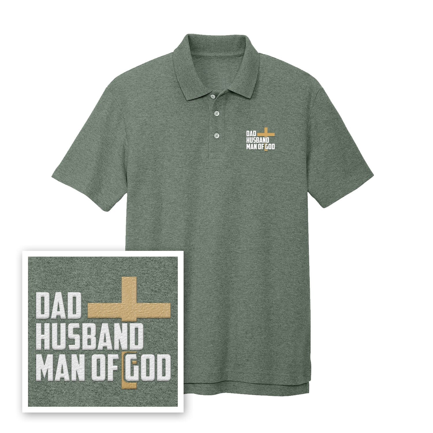 EDGE Printed Products Apparel Performance Polo / Dark Green Heather / XS Dad, Husband, Man of God Performance Polo Shirt