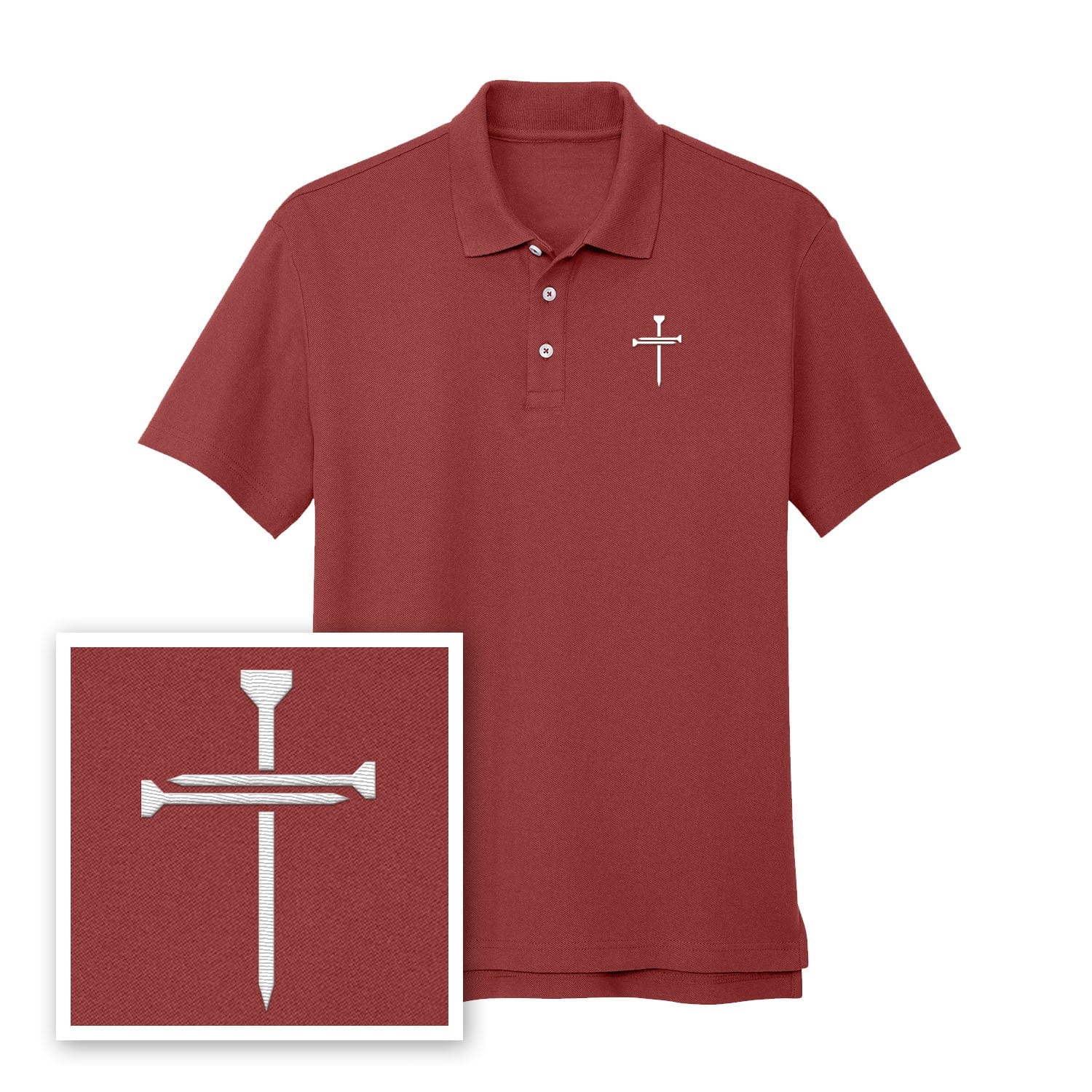 EDGE Printed Products Apparel Performance Polo / Garnet / XS Nail Cross Performance Polo Shirt