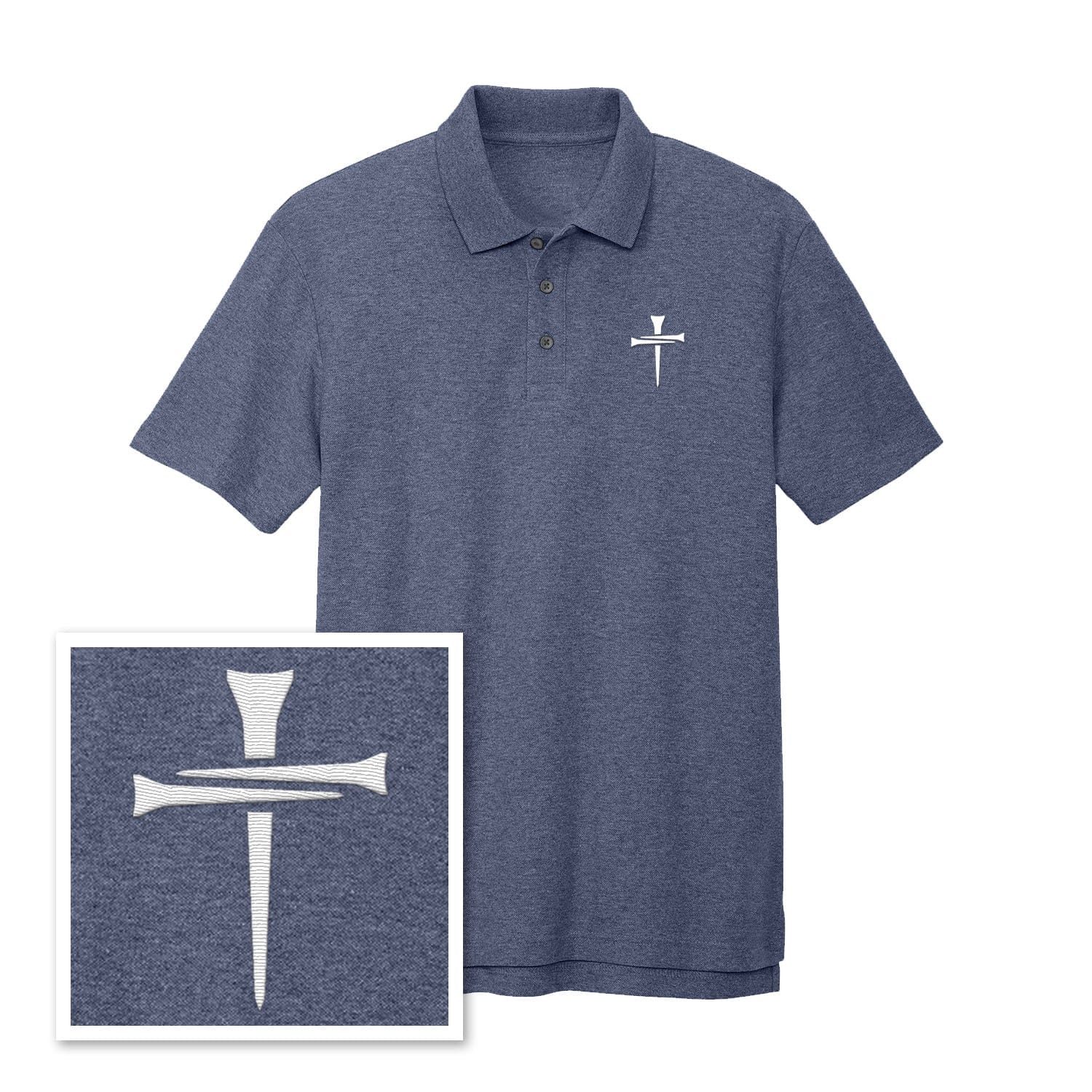EDGE Printed Products Apparel Performance Polo / Navy Heather / XS 3 Tee Cross Performance Polo Shirt