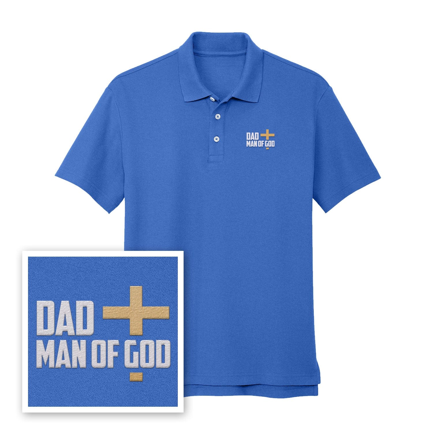 EDGE Printed Products Apparel Performance Polo / True Blue / XS Dad, Man Of God Performance Polo Shirt