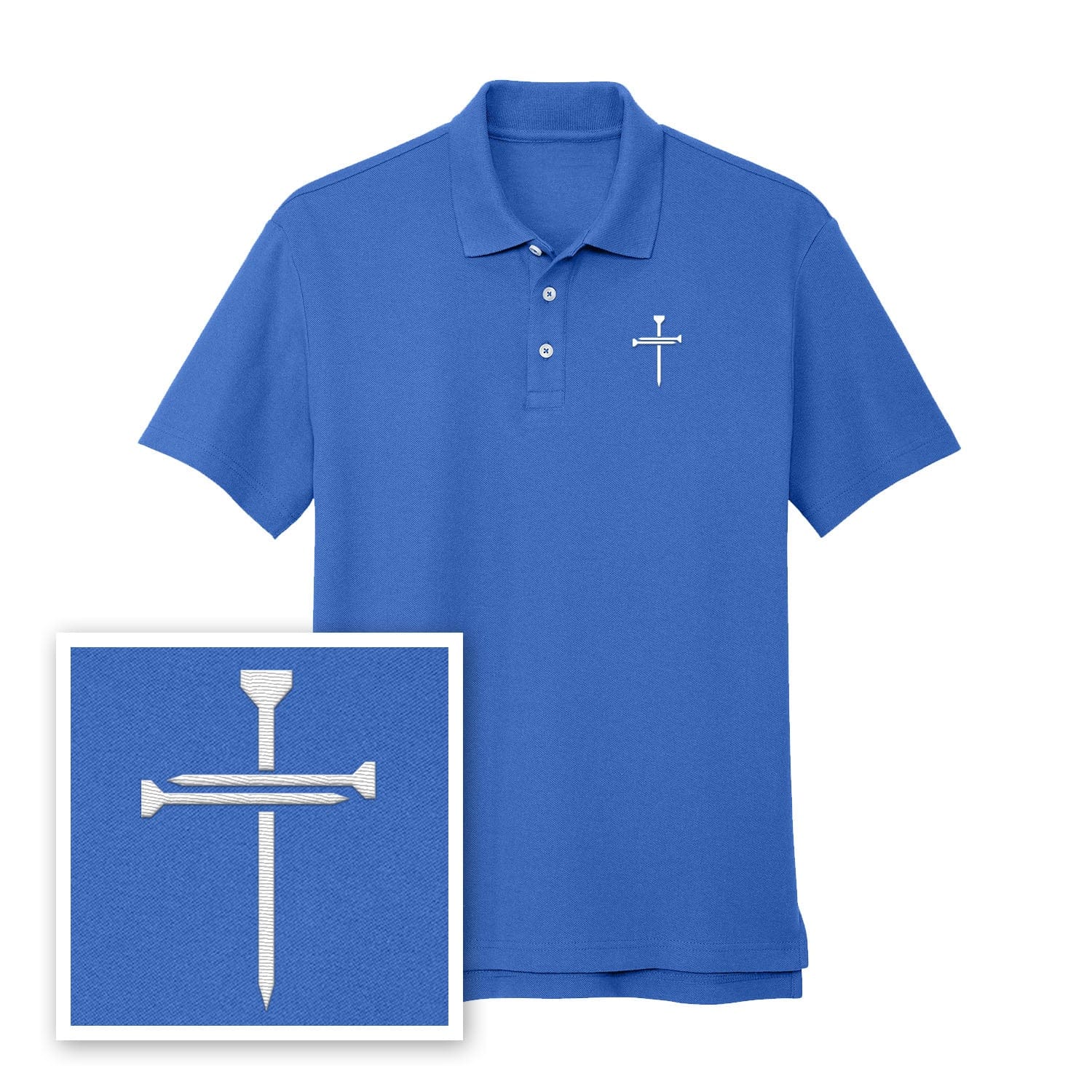 EDGE Printed Products Apparel Performance Polo / True Blue / XS Nail Cross Performance Polo Shirt