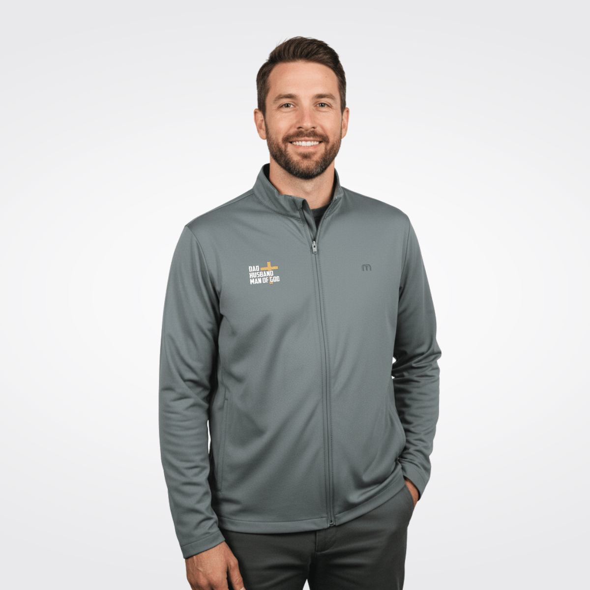 EDGE Printed Products Apparel Quiet Shade Grey Heather / S Dad, Husband, Man of God TravisMathew Surfside Full-Zip Jacket