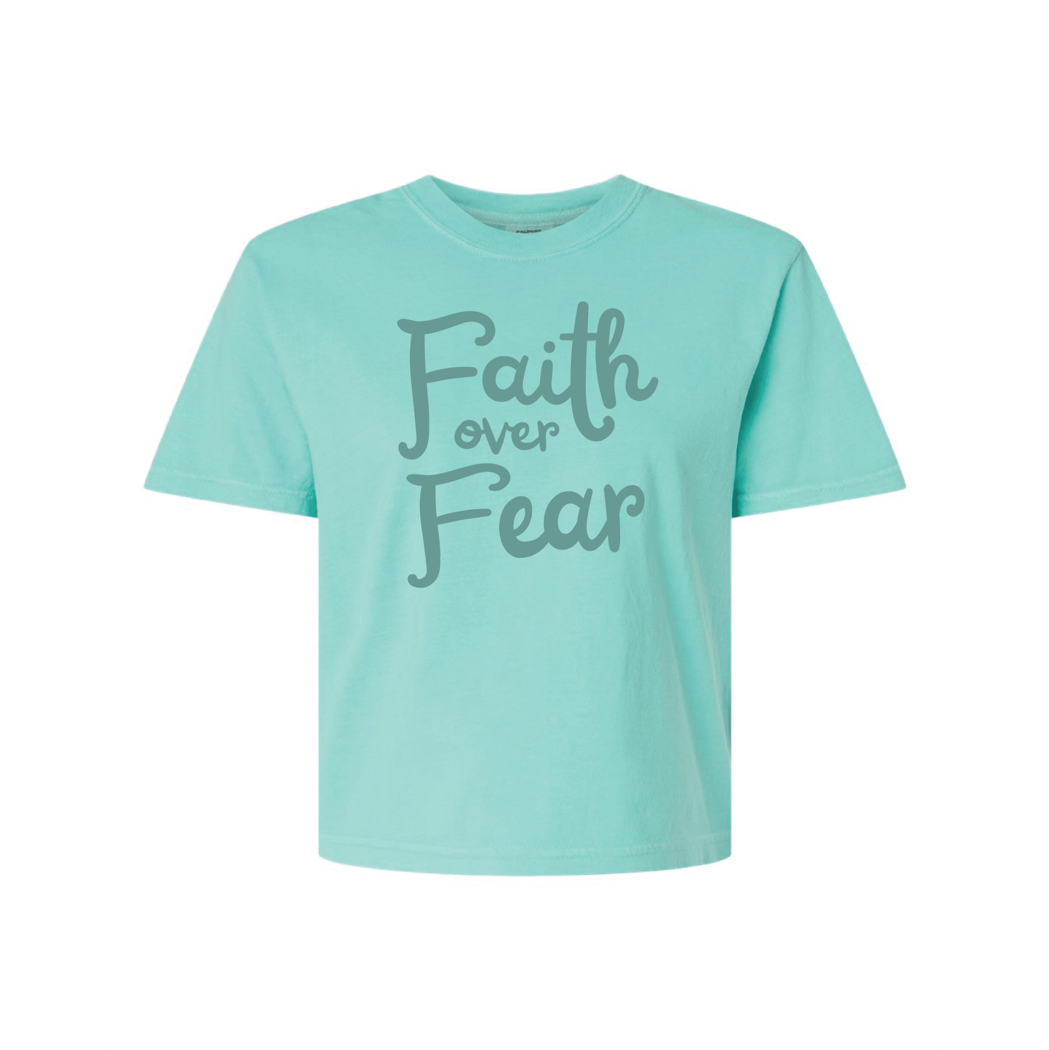 EDGE Printed Products Apparel Women’s Boxy Tee / Chalky Mint / XS Faith Over Fear Women’s Boxy Tee