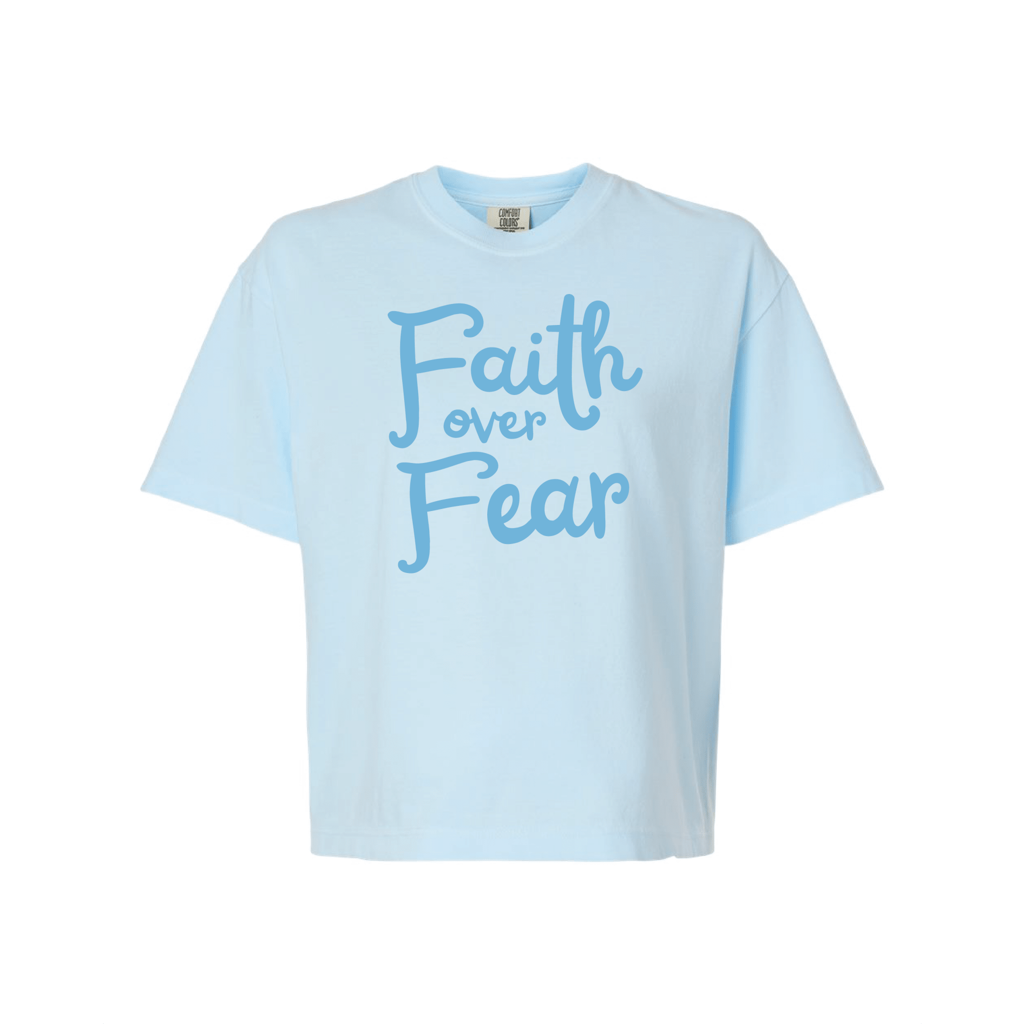 EDGE Printed Products Apparel Women’s Boxy Tee / Chambray / XS Faith Over Fear Women’s Boxy Tee