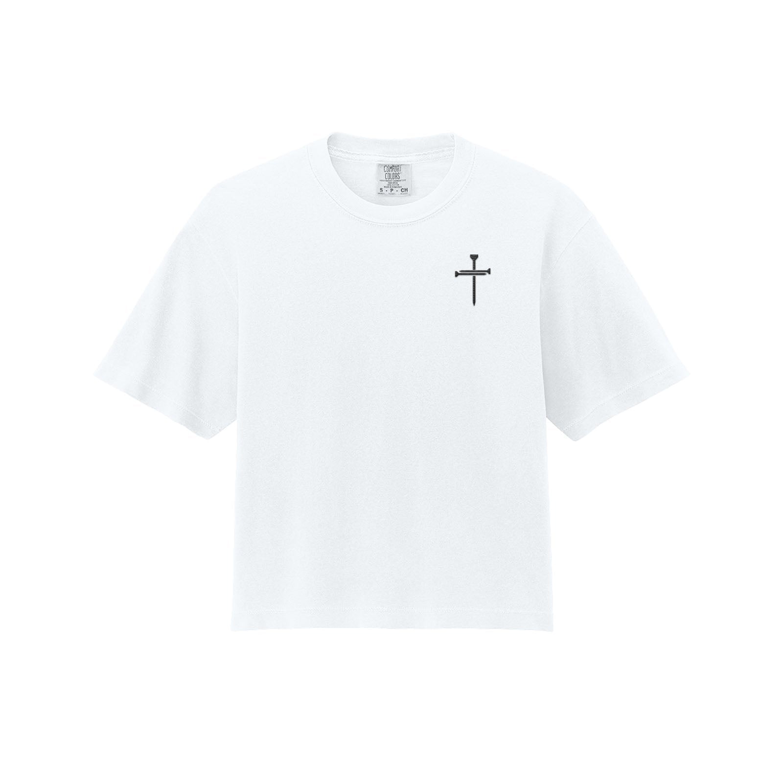 EDGE Printed Products Apparel Women’s Boxy Tee / White / XS Nail Cross Women’s Boxy Tee