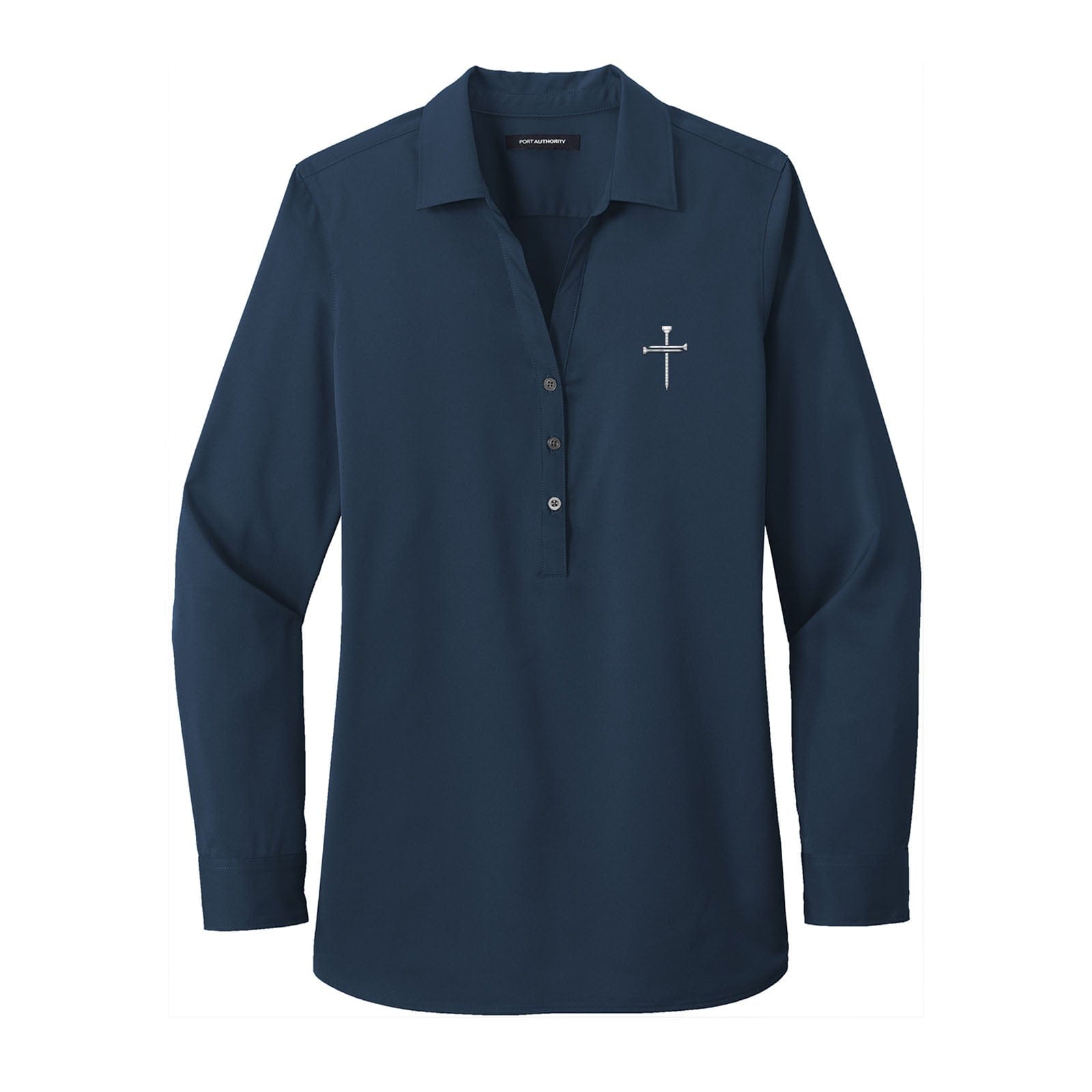 EDGE Printed Products Apparel Women's City Stretch Tunic / River Blue Navy / XS Nail Cross Women's Stretch Tunic