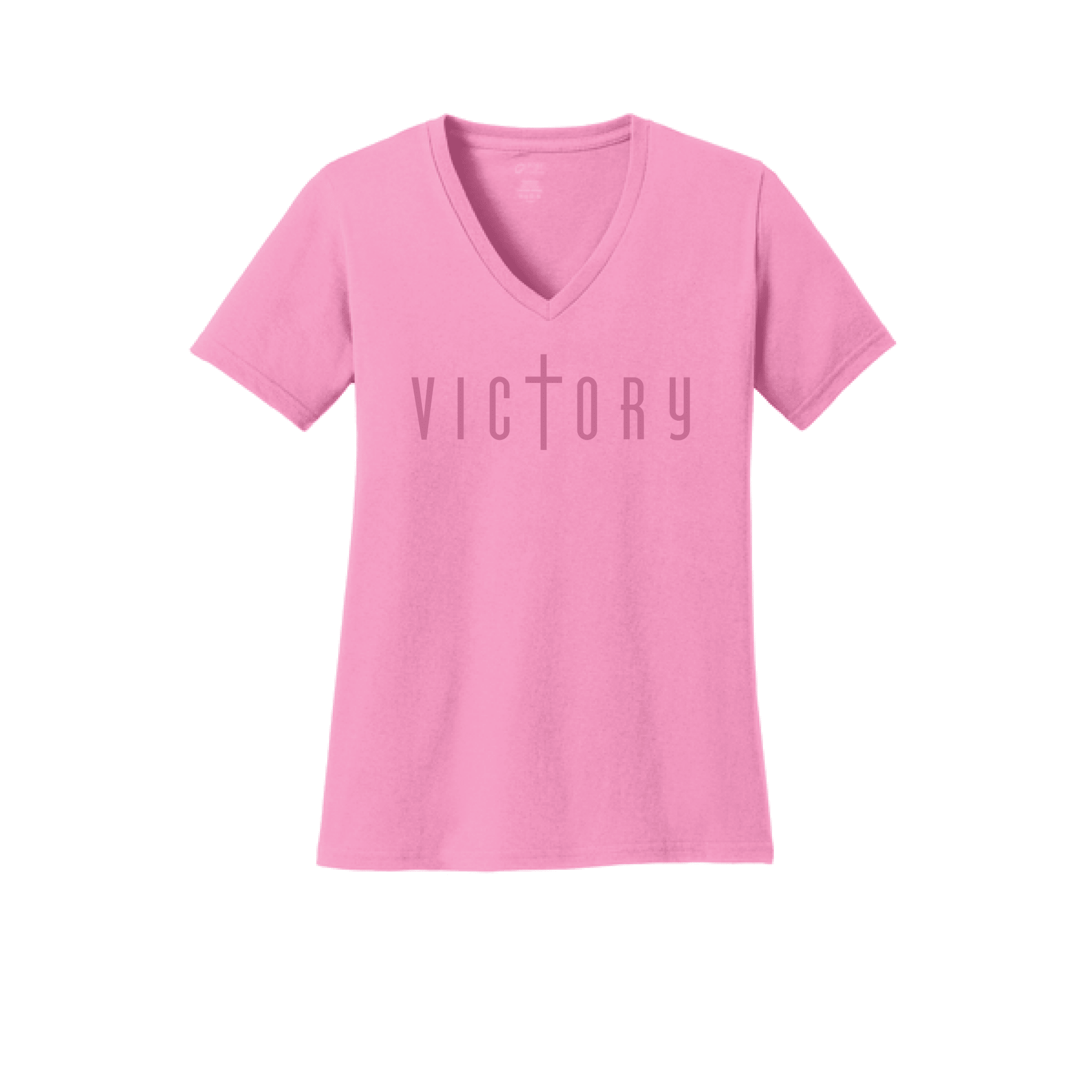 EDGE Printed Products Apparel Women's Core Cotton V-Neck Tee / Candy Pink / XS Victory Women's V-Neck Tee