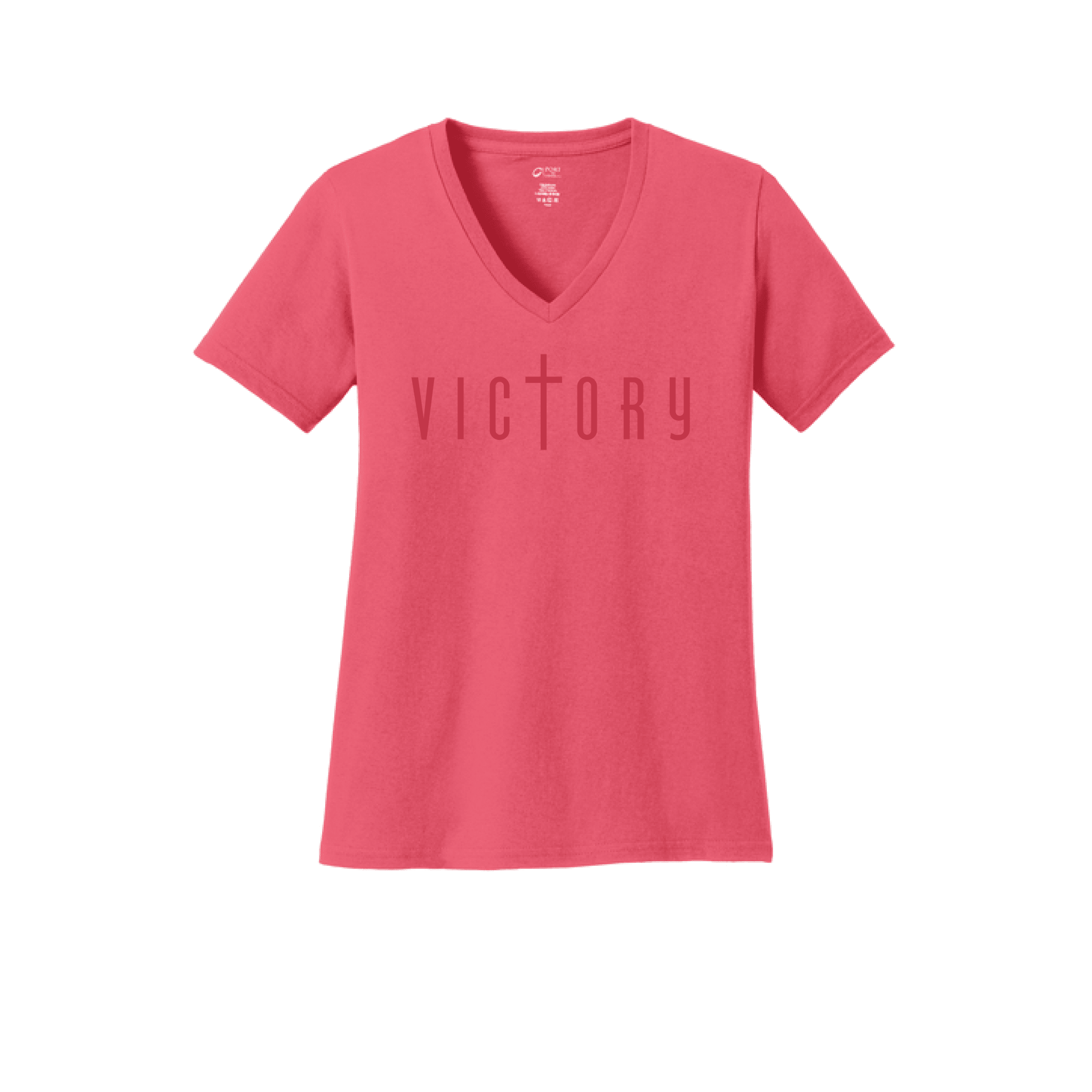 EDGE Printed Products Apparel Women's Core Cotton V-Neck Tee / Coral / XS Victory Women's V-Neck Tee