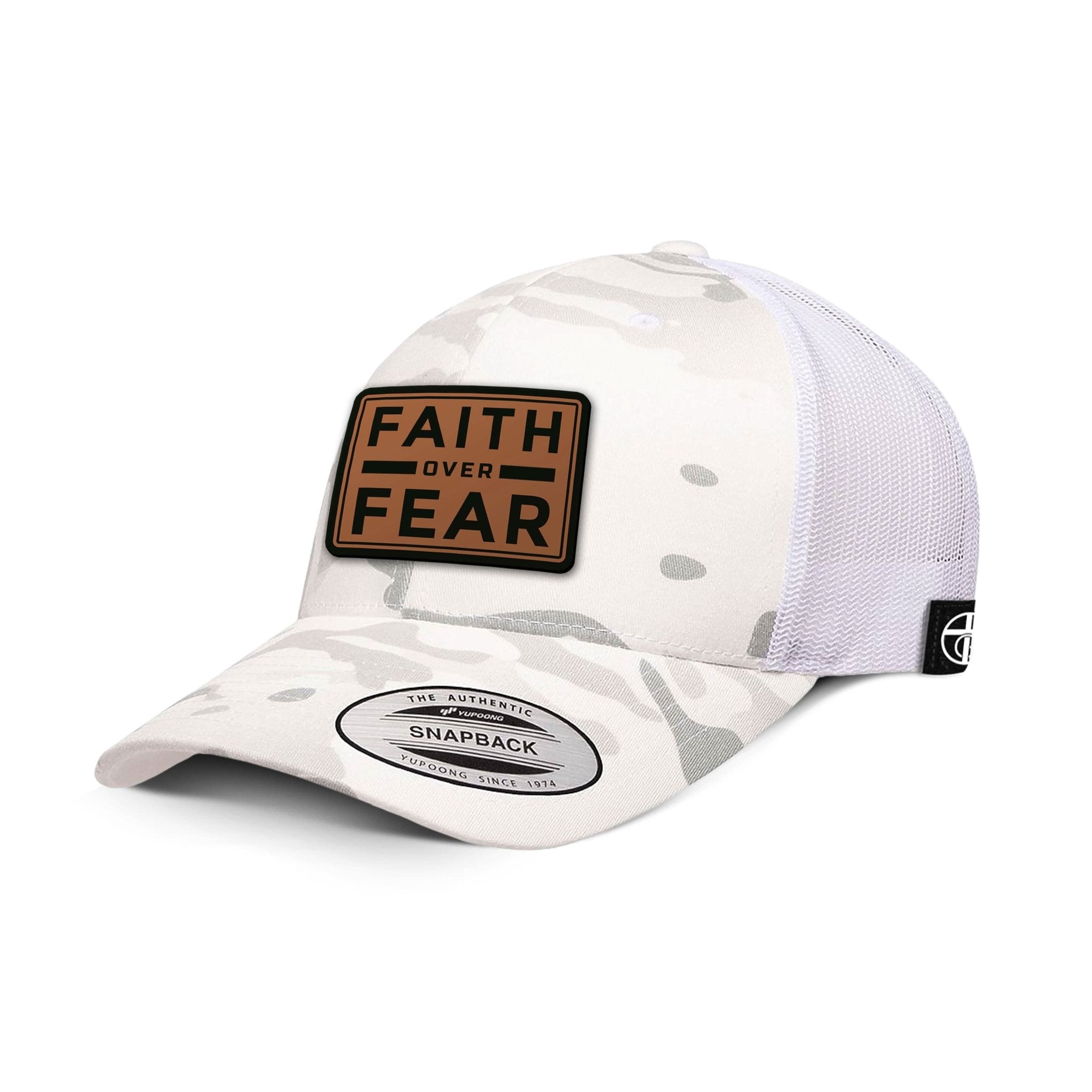 Faith Over Fear Leather Patch Camo Hats - Our True God