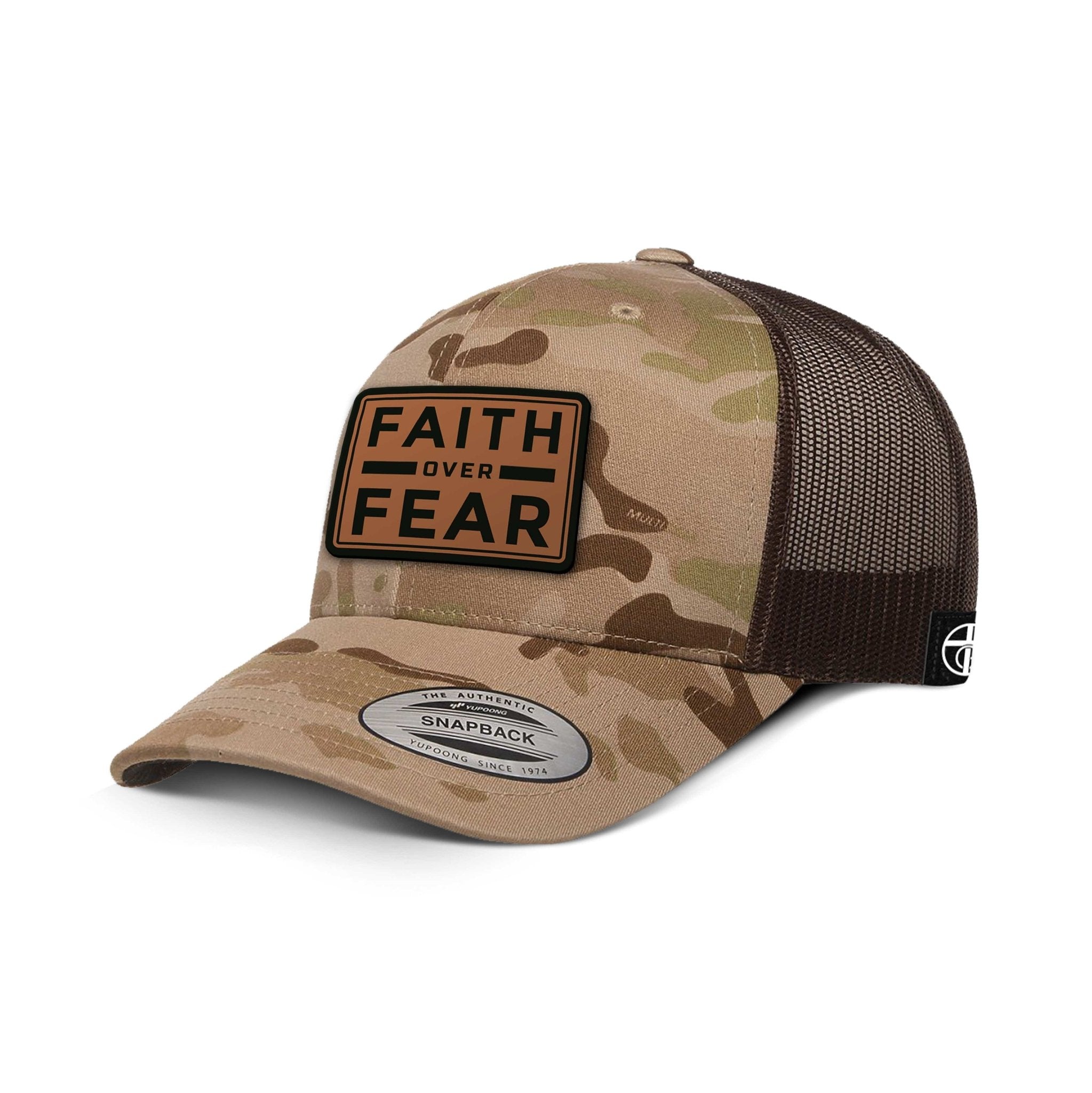 Faith Over Fear Leather Patch Camo Hats - Our True God