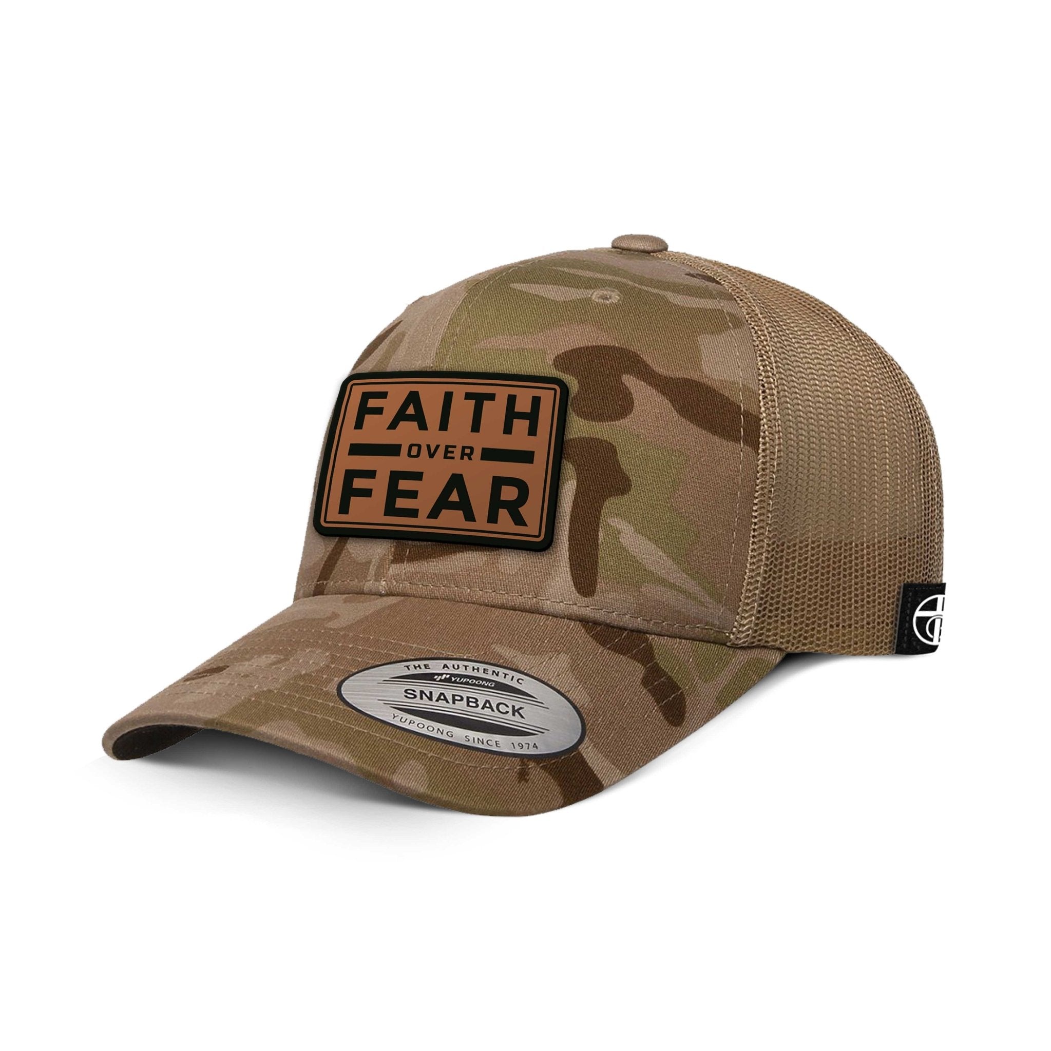 Faith Over Fear Leather Patch Camo Hats - Our True God