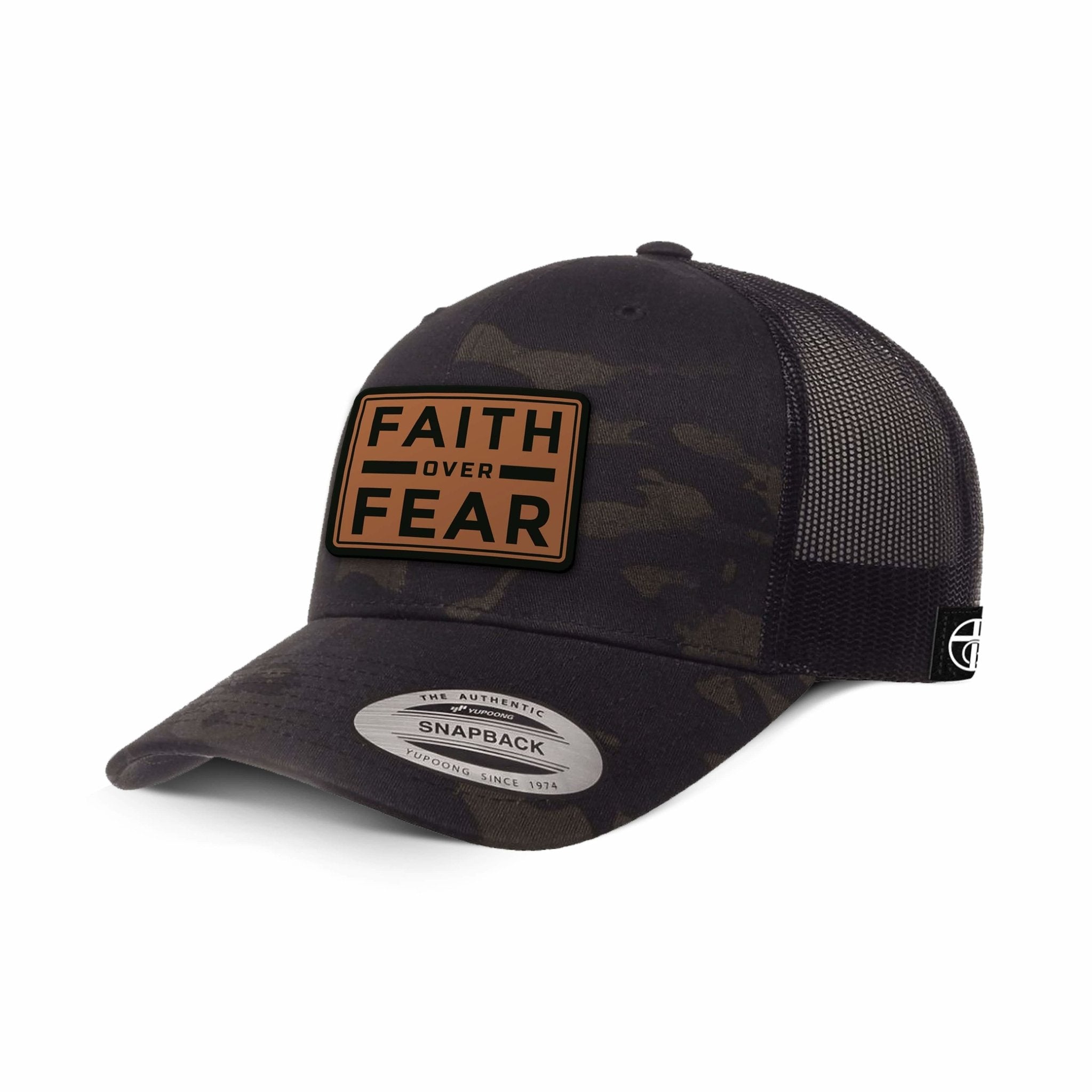Faith Over Fear Leather Patch Camo Hats - Our True God