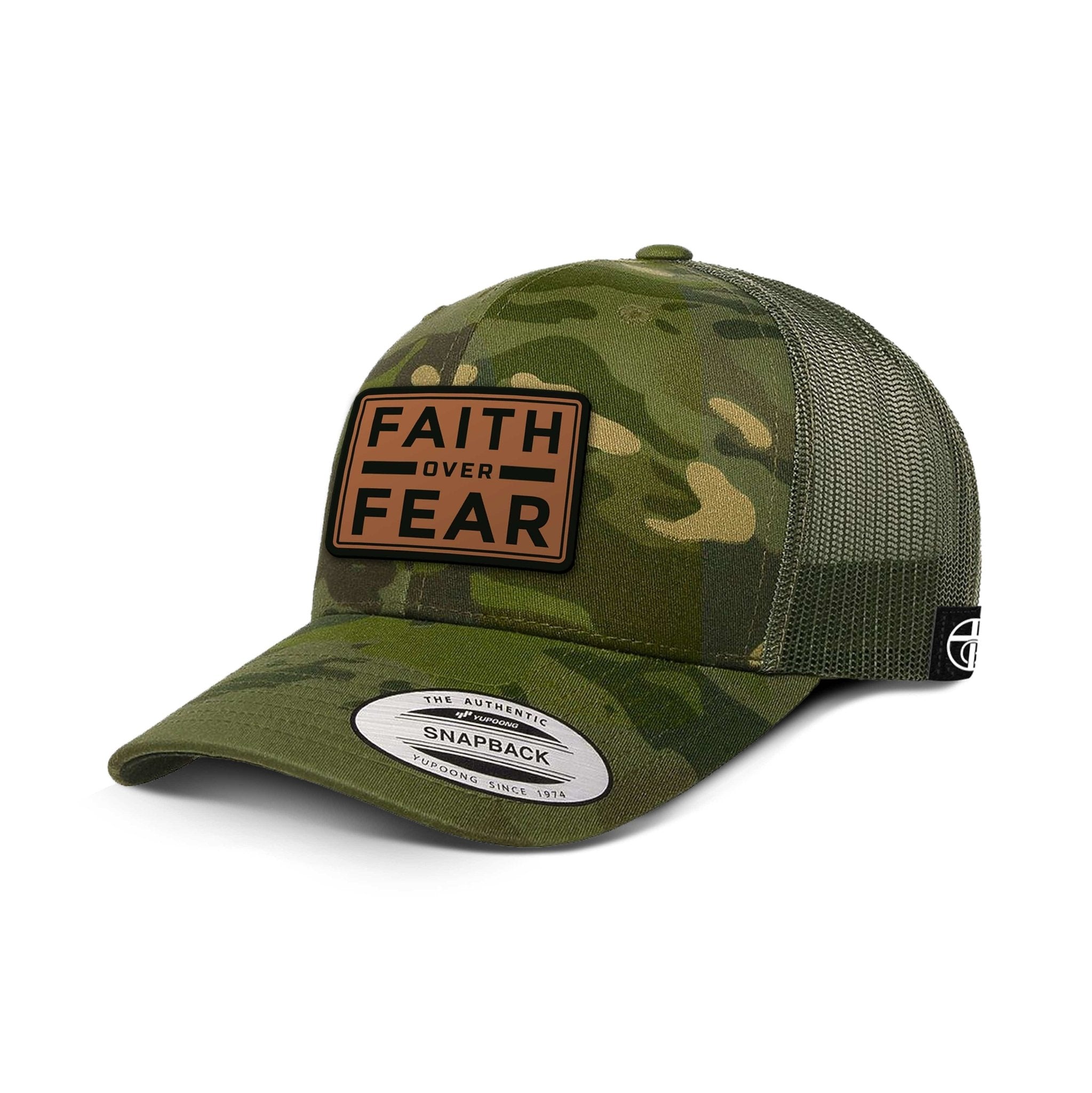 Faith Over Fear Leather Patch Camo Hats - Our True God