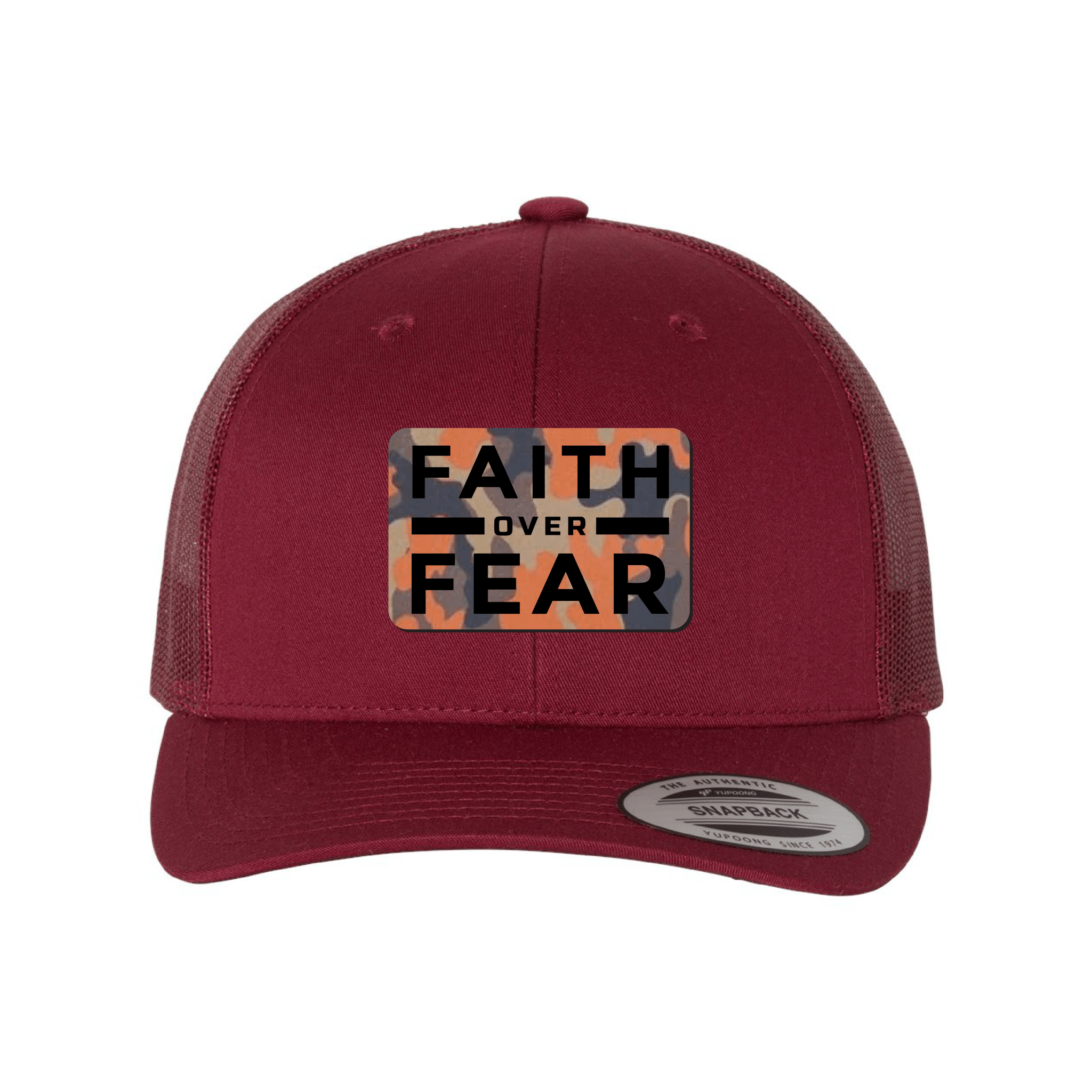 Faith Over Fear Orange Camo Patch Fall Collection Hats - Our True God