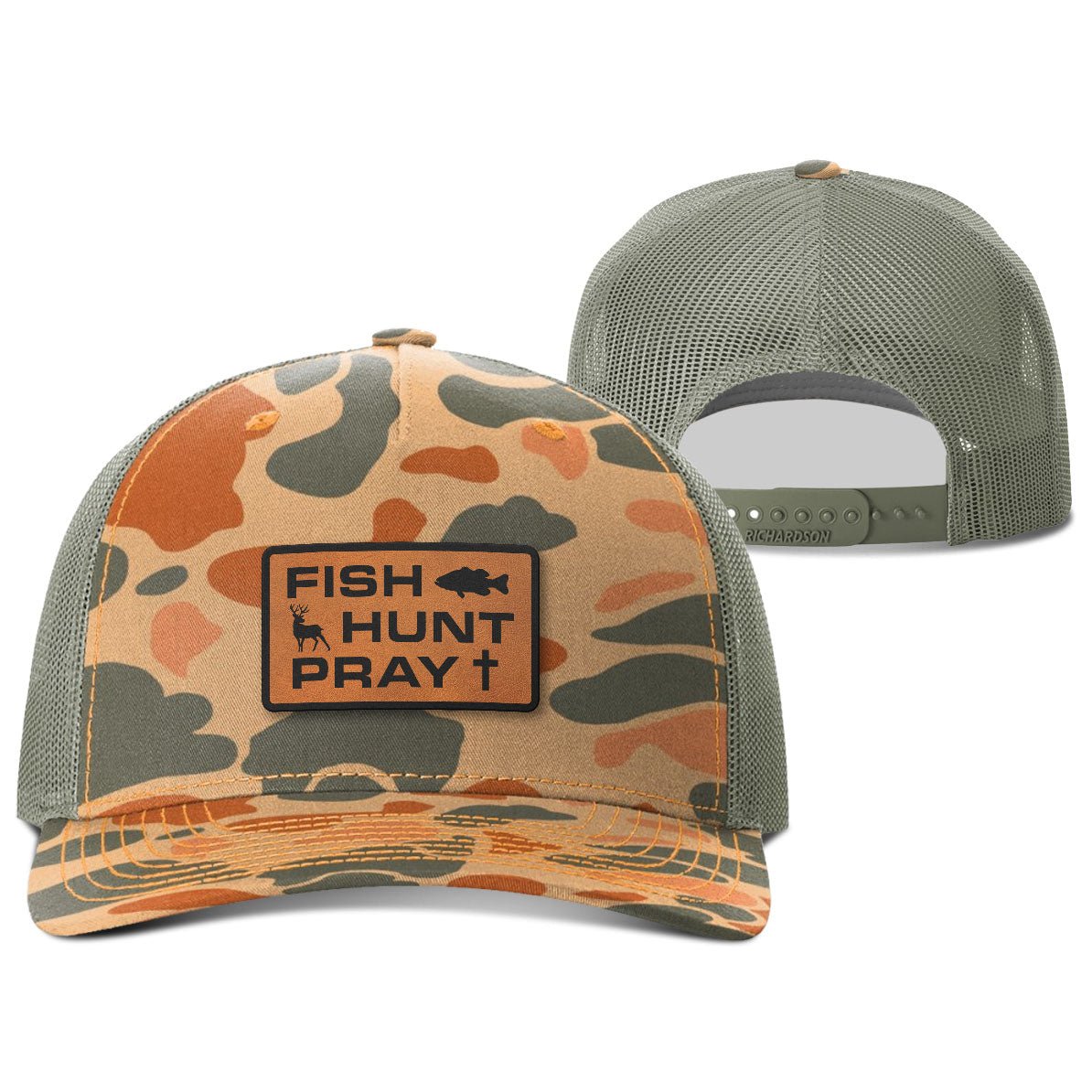 Fish Hunt Pray Hunting Patch Hats - Our True God