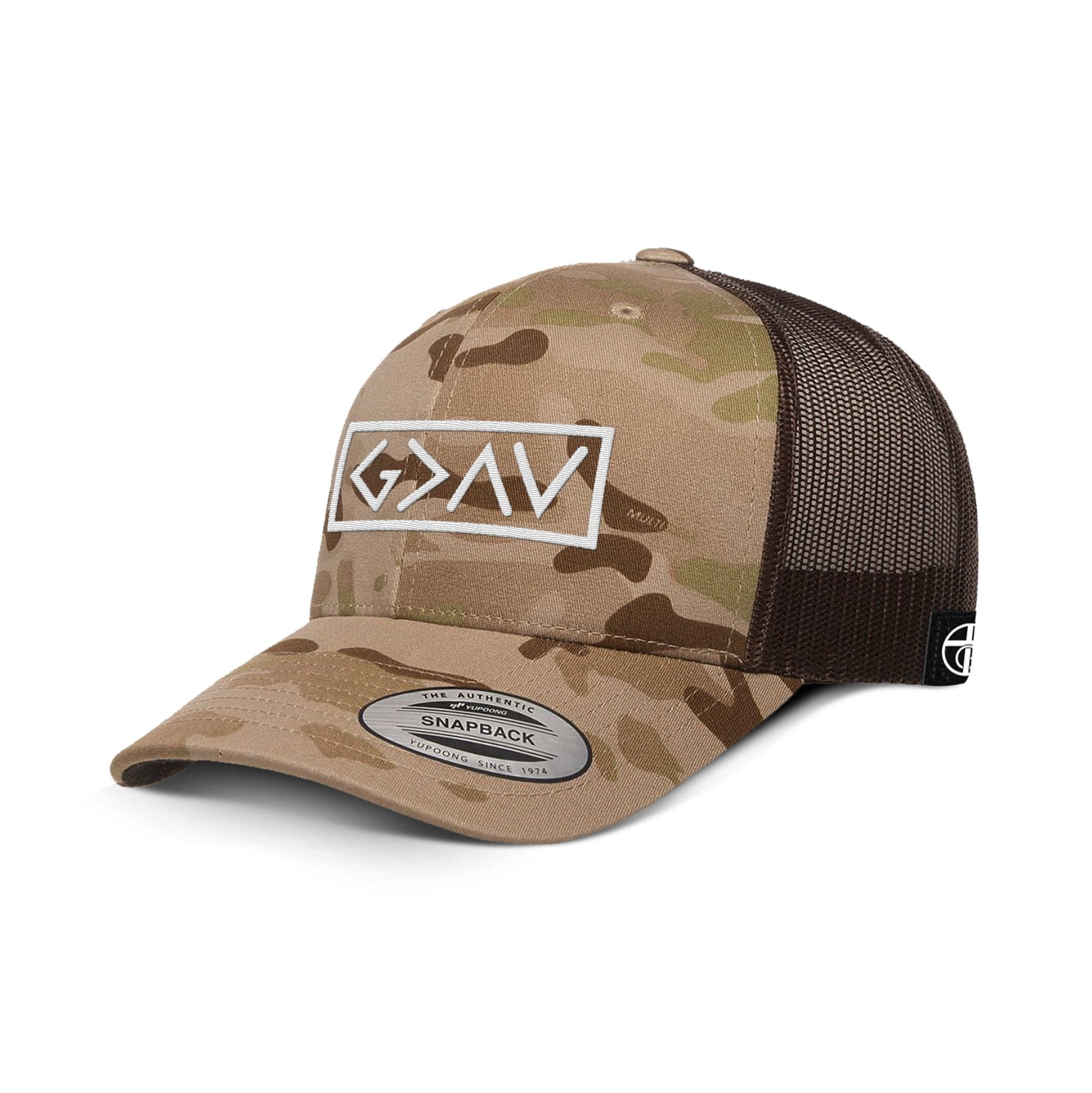God is Greater Than the Highs and Lows Camo Hats - Our True God