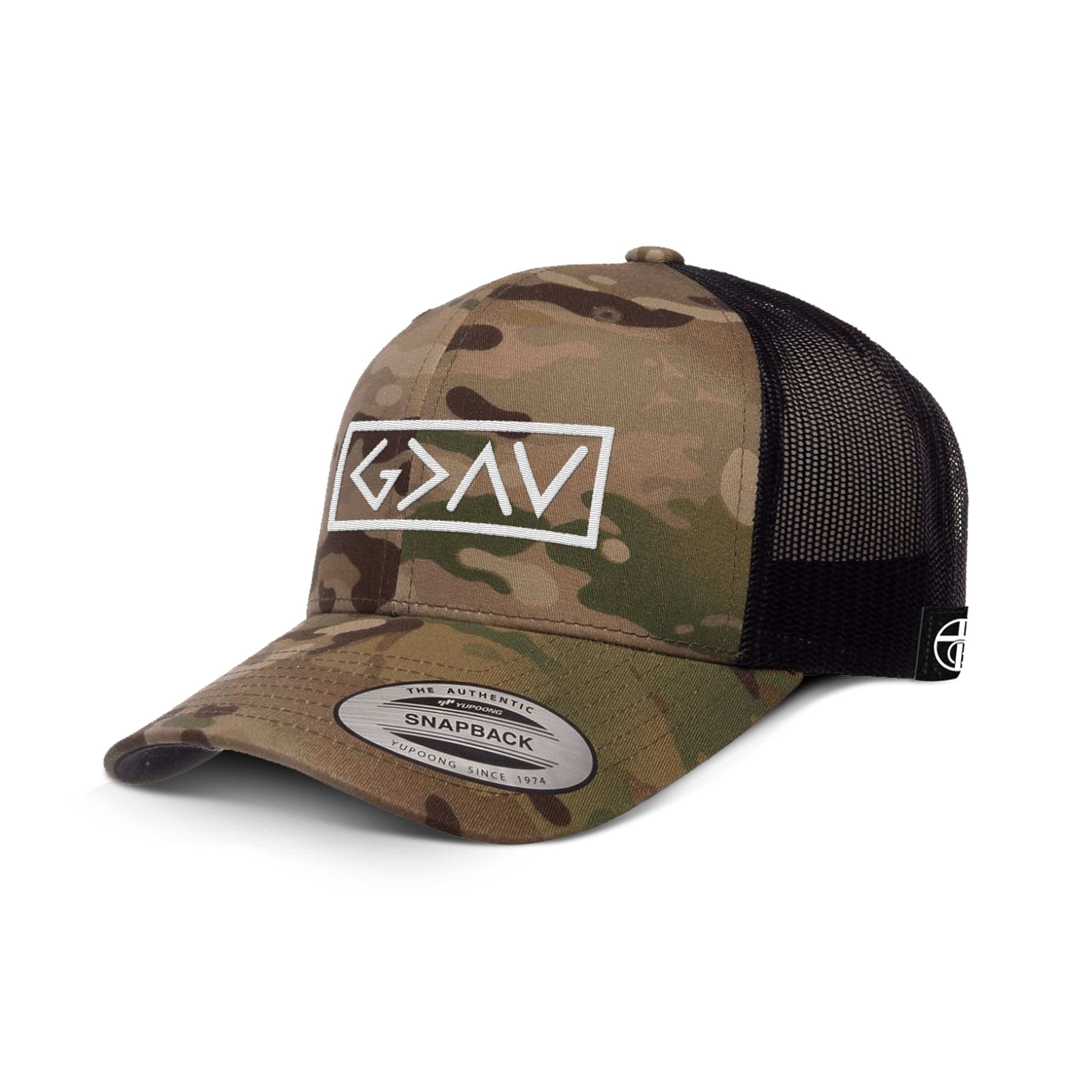 God is Greater Than the Highs and Lows Camo Hats - Our True God