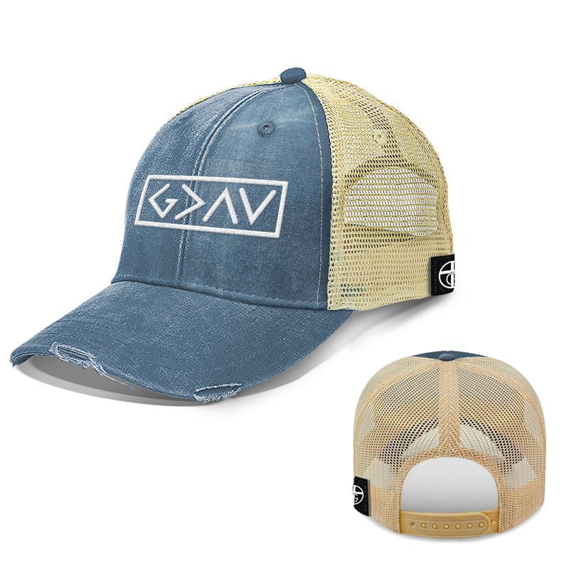 God is Greater Than the Highs and Lows Hats Trucker Hats - Our True God
