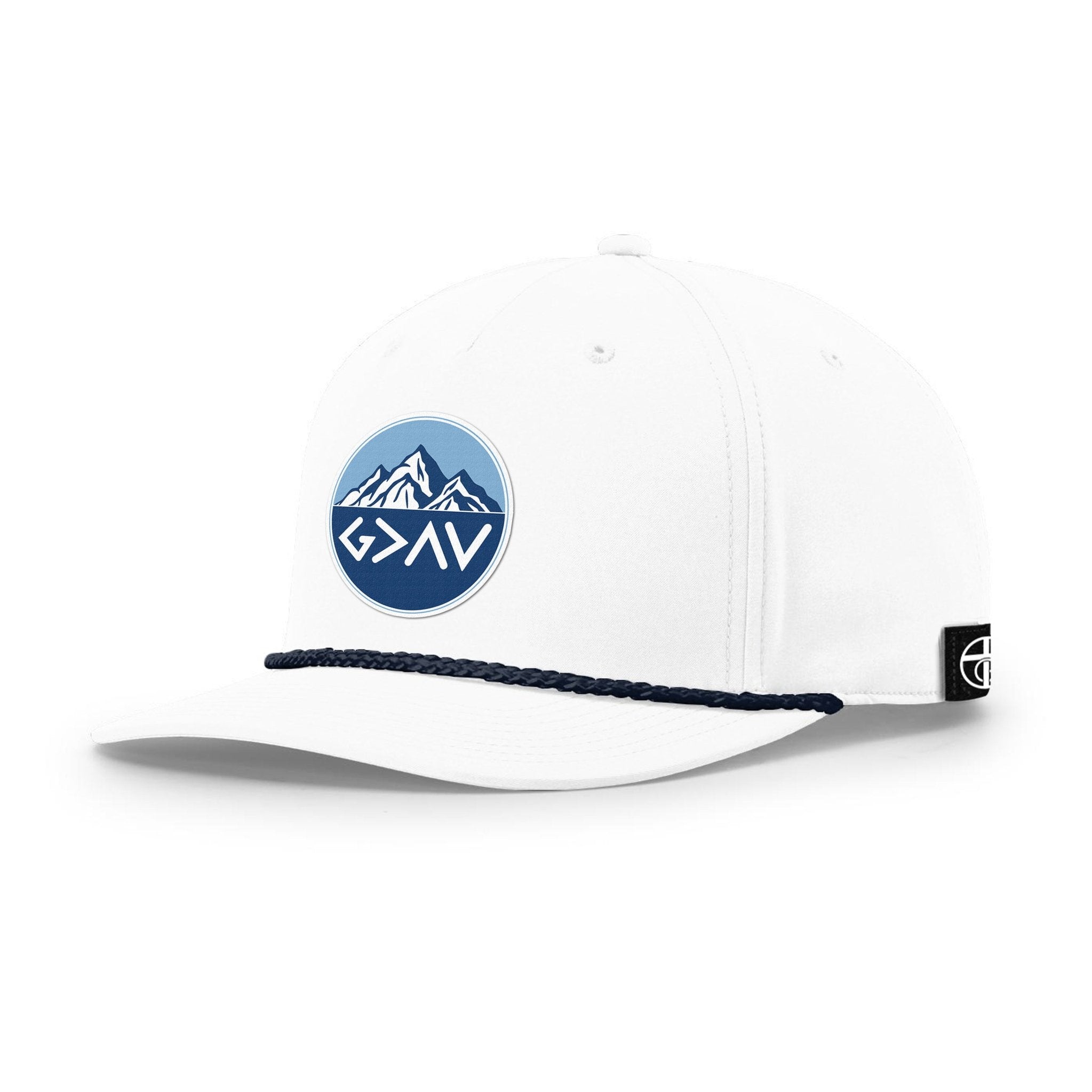 God Is Greater Than The Highs And Lows Mountain Blue Circle Patch Rope Hats - Our True God