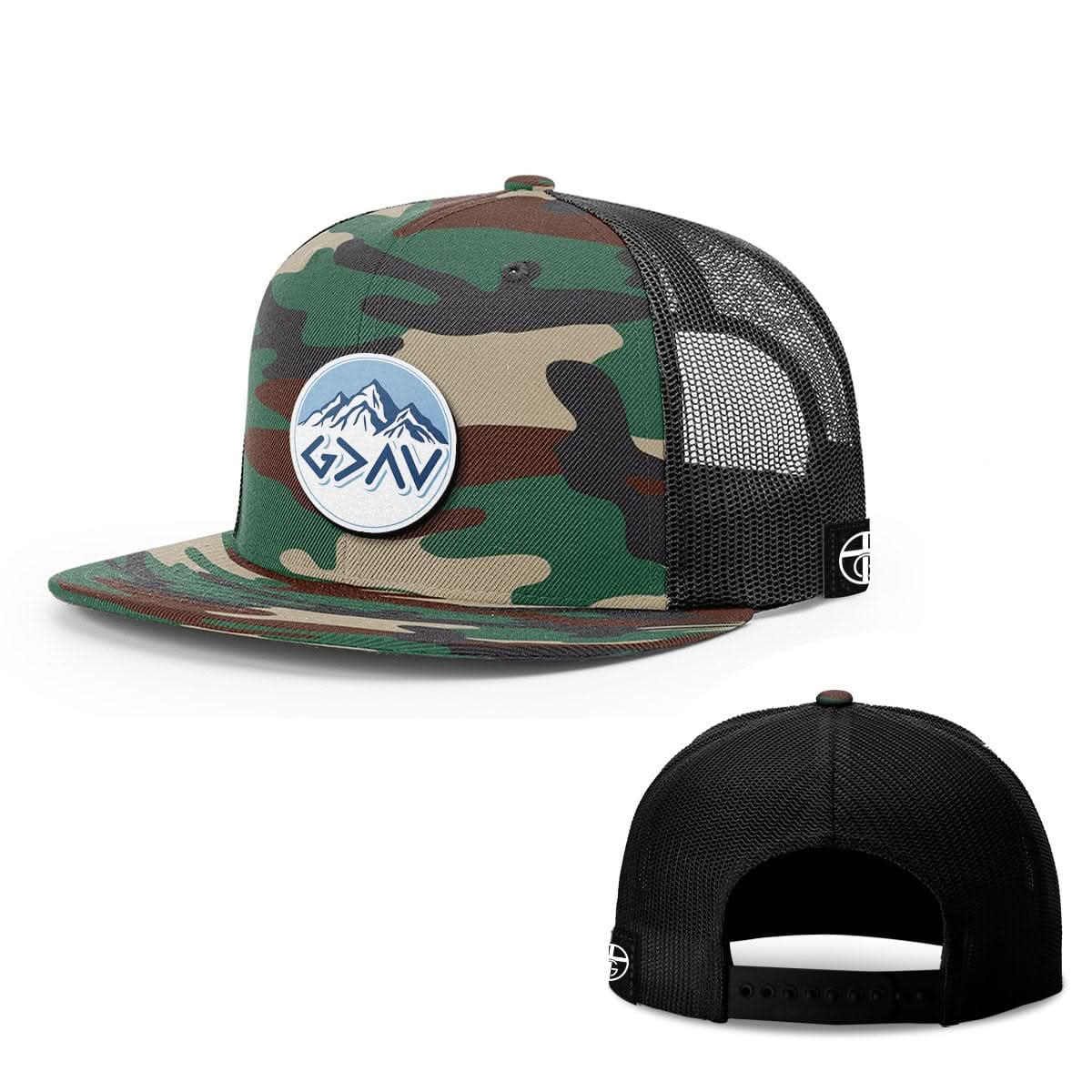 God Is Greater Than The Highs And Lows Mountain Circle Patch Hats - Our True God