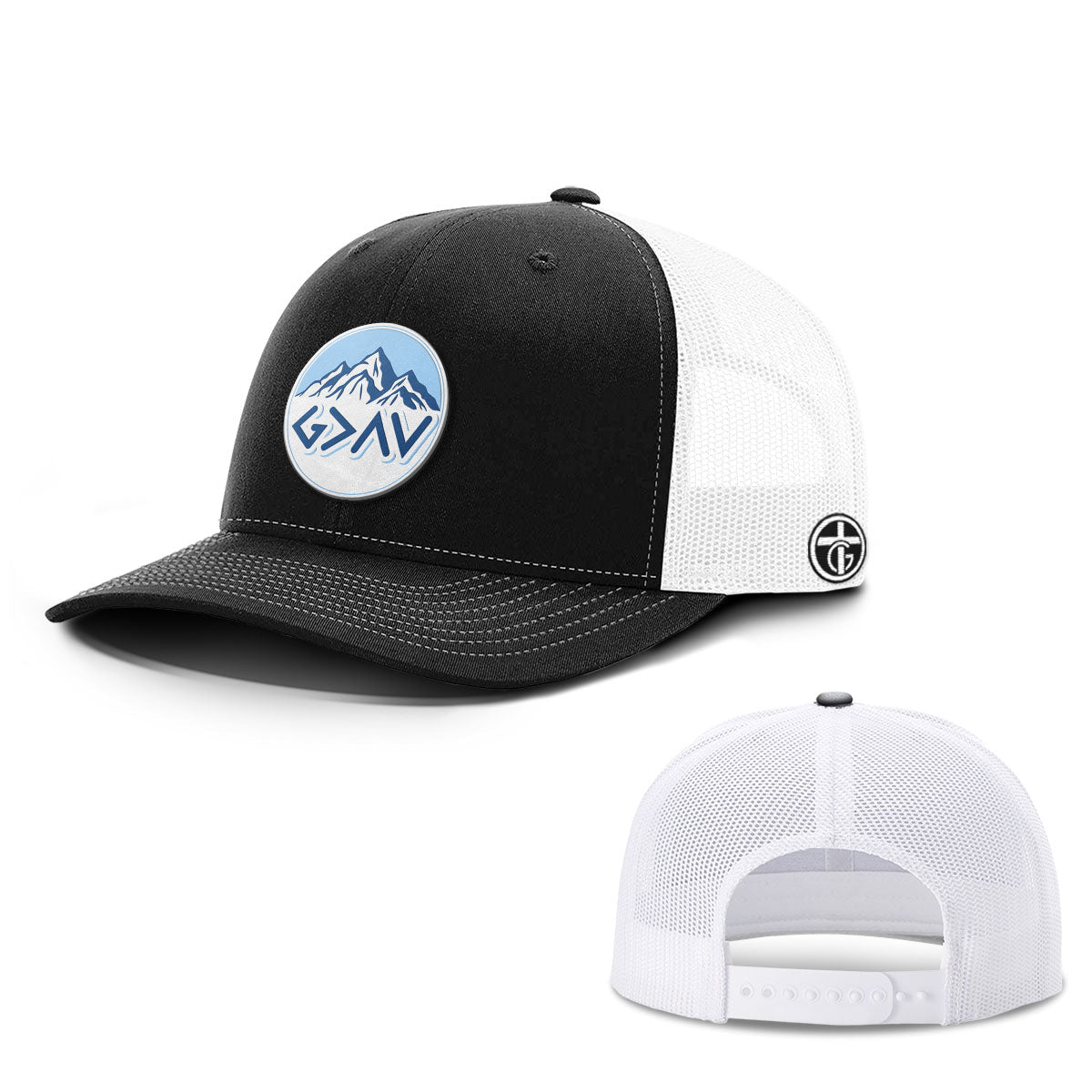 God Is Greater Than The Highs And Lows Mountain Circle Patch Hats - Our True God
