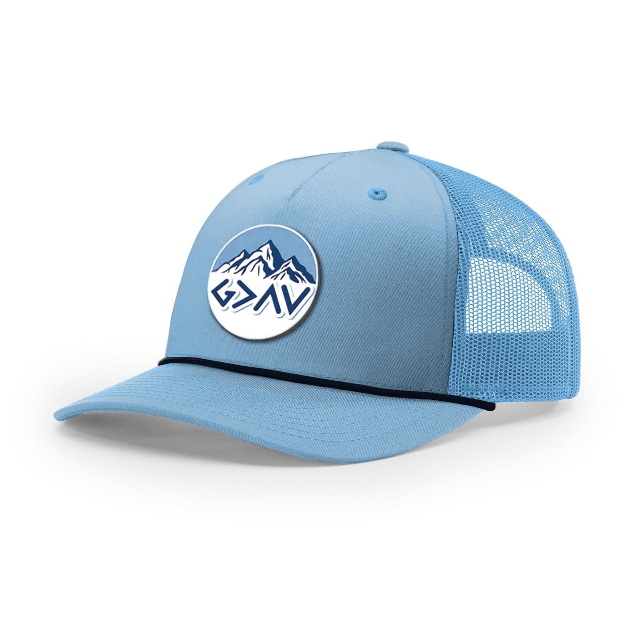 God Is Greater Than The Highs And Lows Mountain Circle Patch Rope Trucker Hats - Our True God