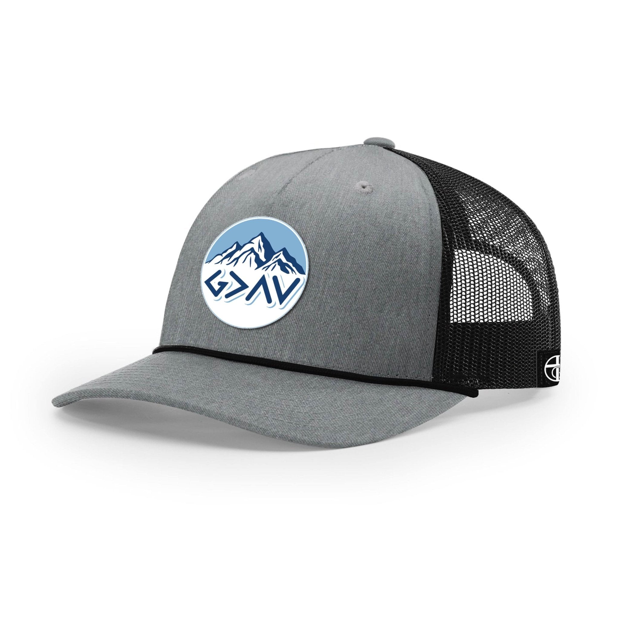God Is Greater Than The Highs And Lows Mountain Circle Patch Rope Trucker Hats - Our True God