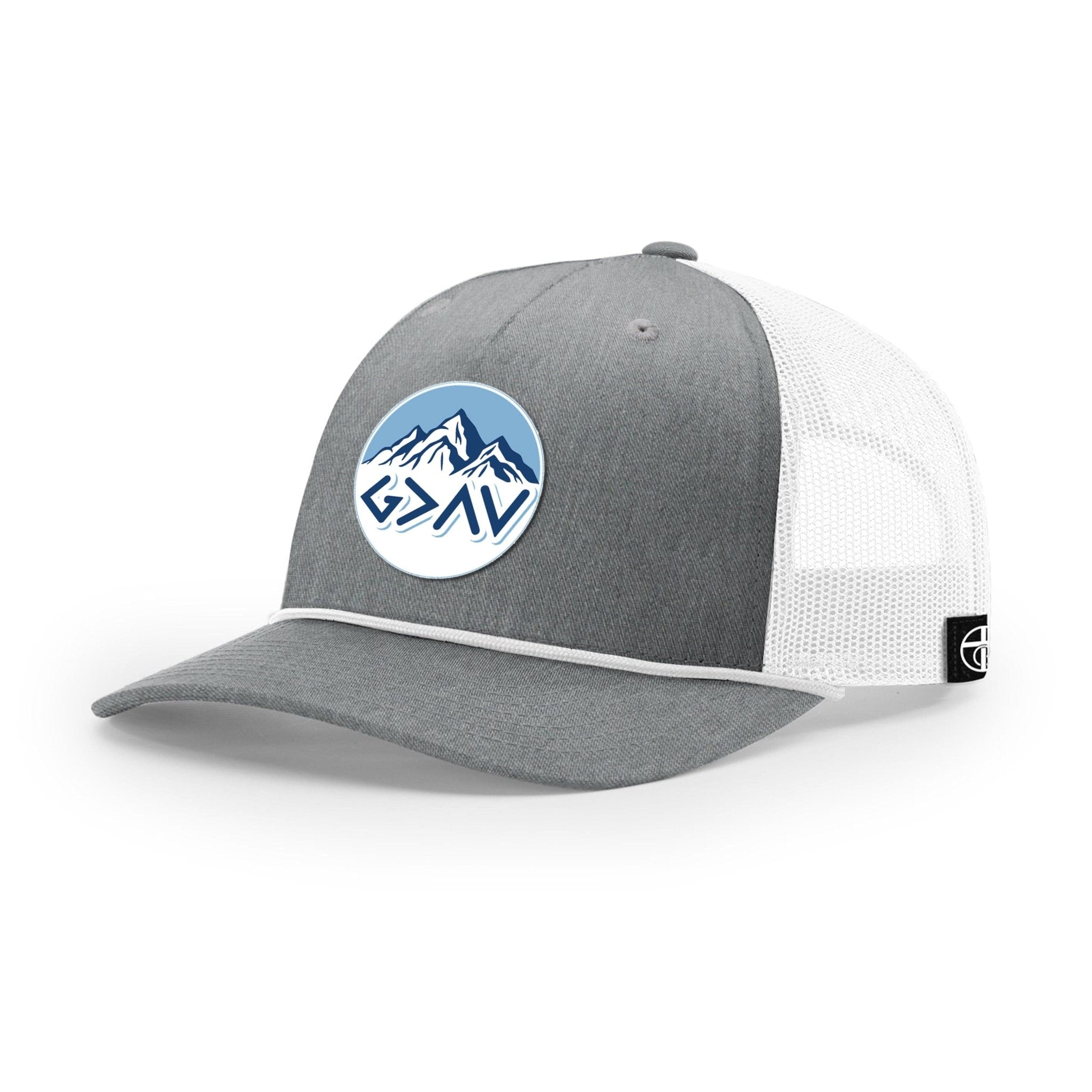 God Is Greater Than The Highs And Lows Mountain Circle Patch Rope Trucker Hats - Our True God