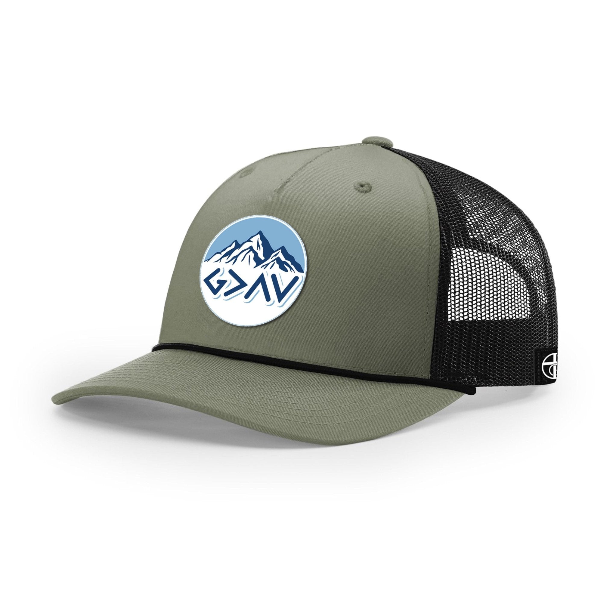 God Is Greater Than The Highs And Lows Mountain Circle Patch Rope Trucker Hats - Our True God
