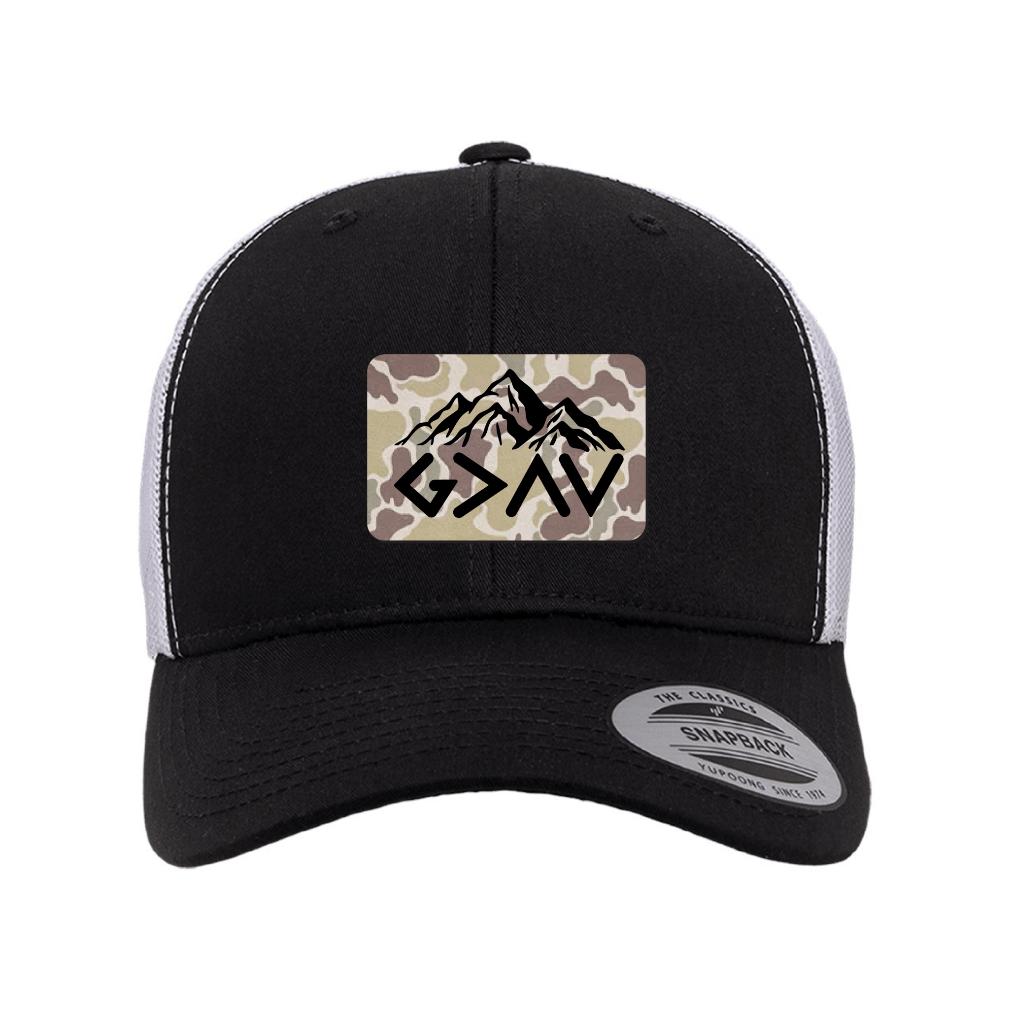 God Is Greater Than The Highs And Lows Mountain Duck Camo Patch Fall Collection Hats - Our True God