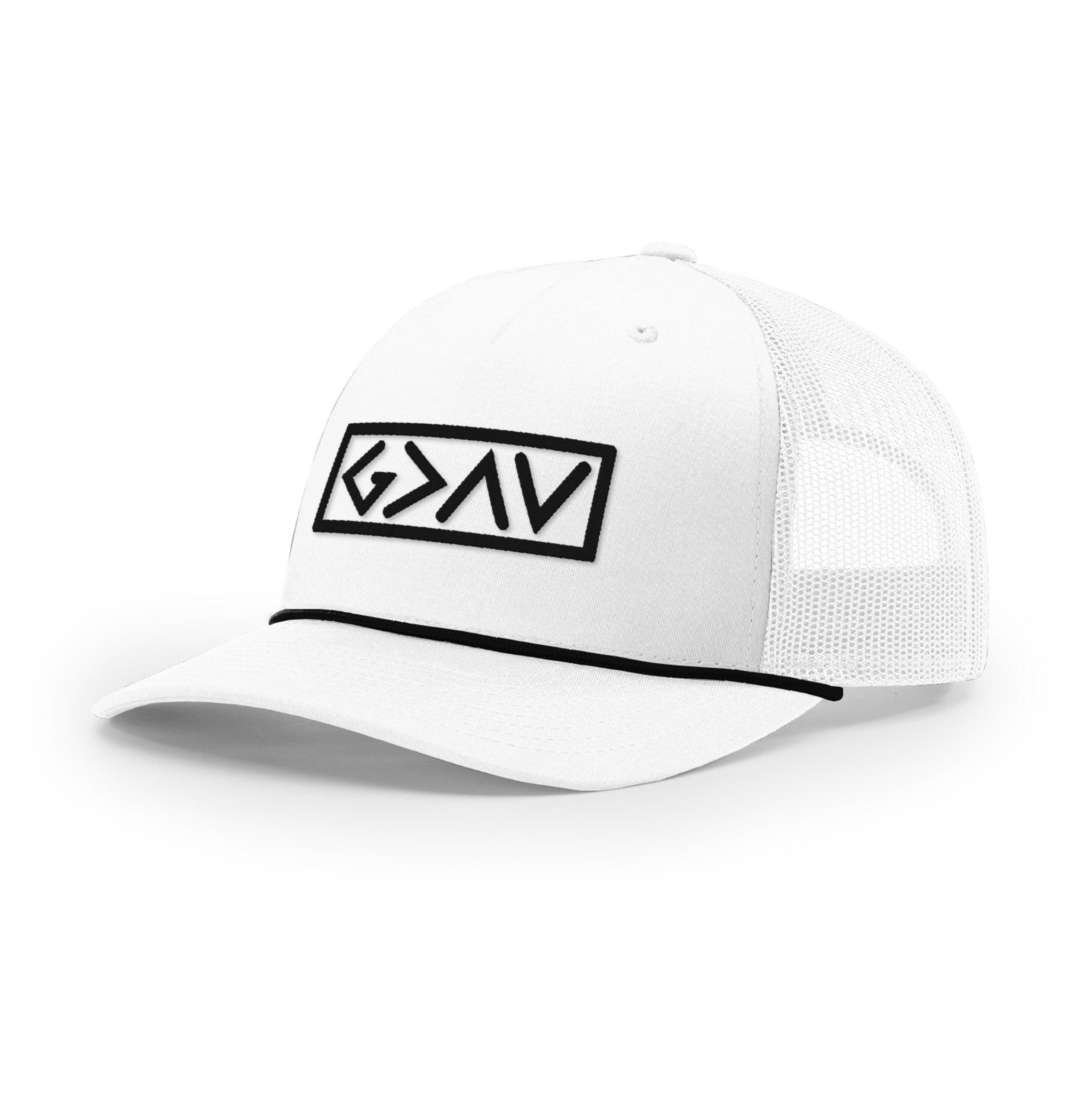 God is Greater Than the Highs and Lows Rope Trucker Hats - Our True God