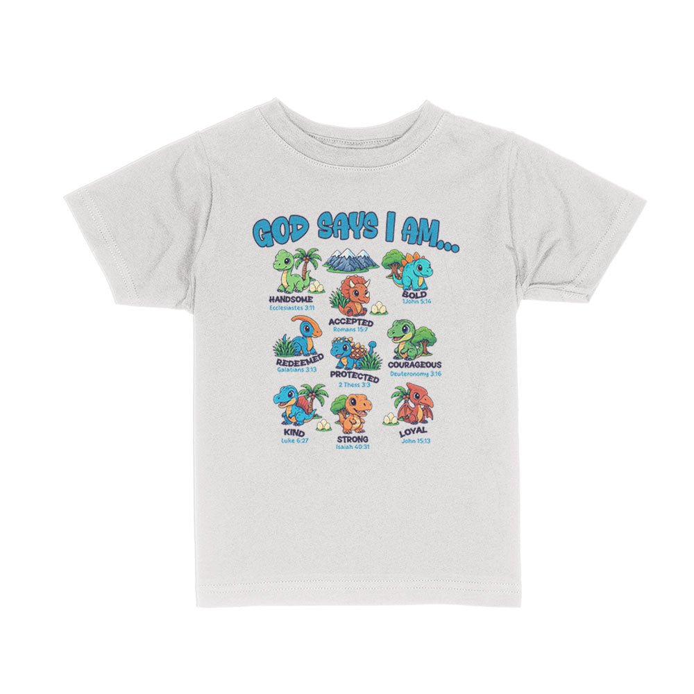 God says I am Dinosaurs Kids Shirts - Our True God