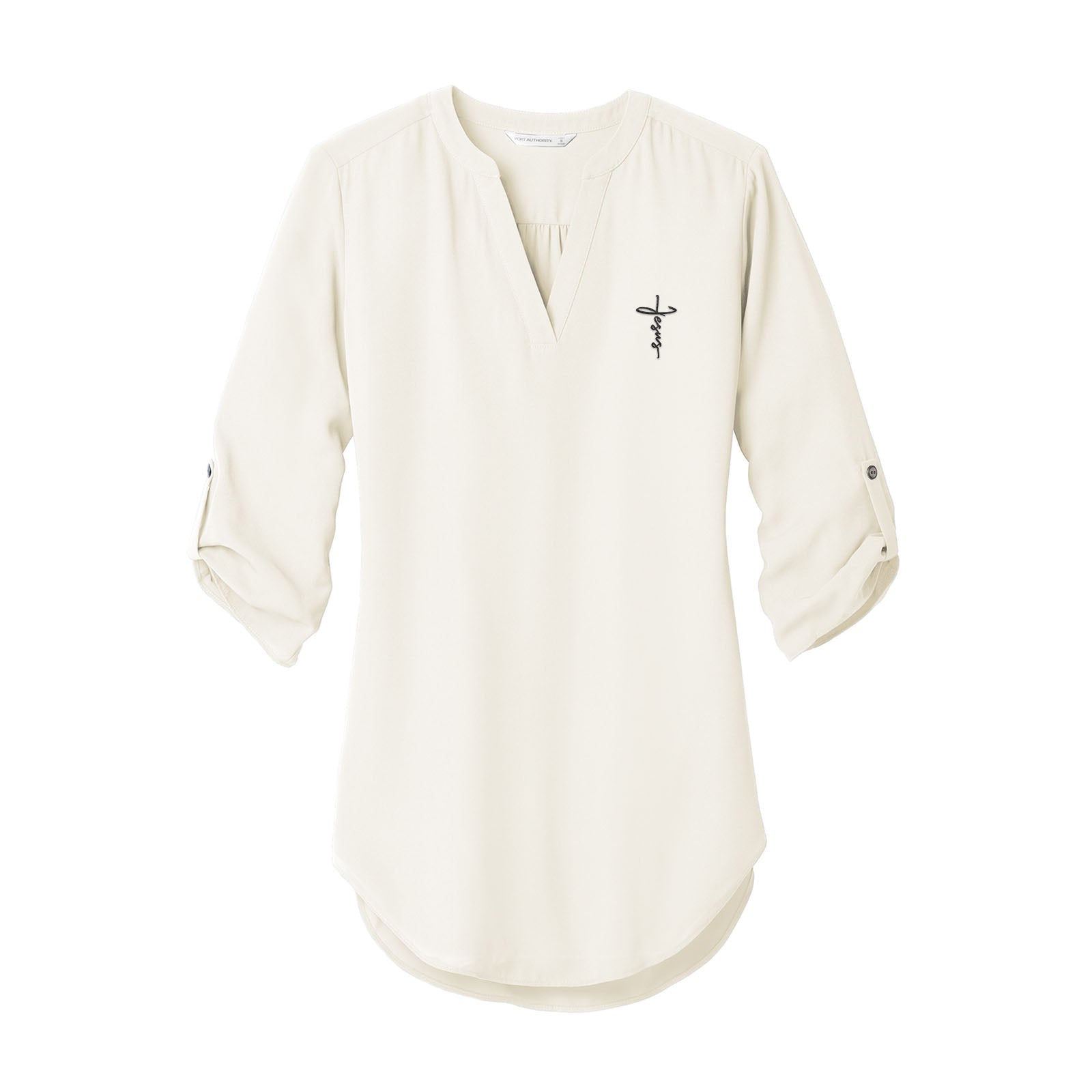Jesus Cross Women's 3/4 Sleeve Tunic Blouse - Our True God