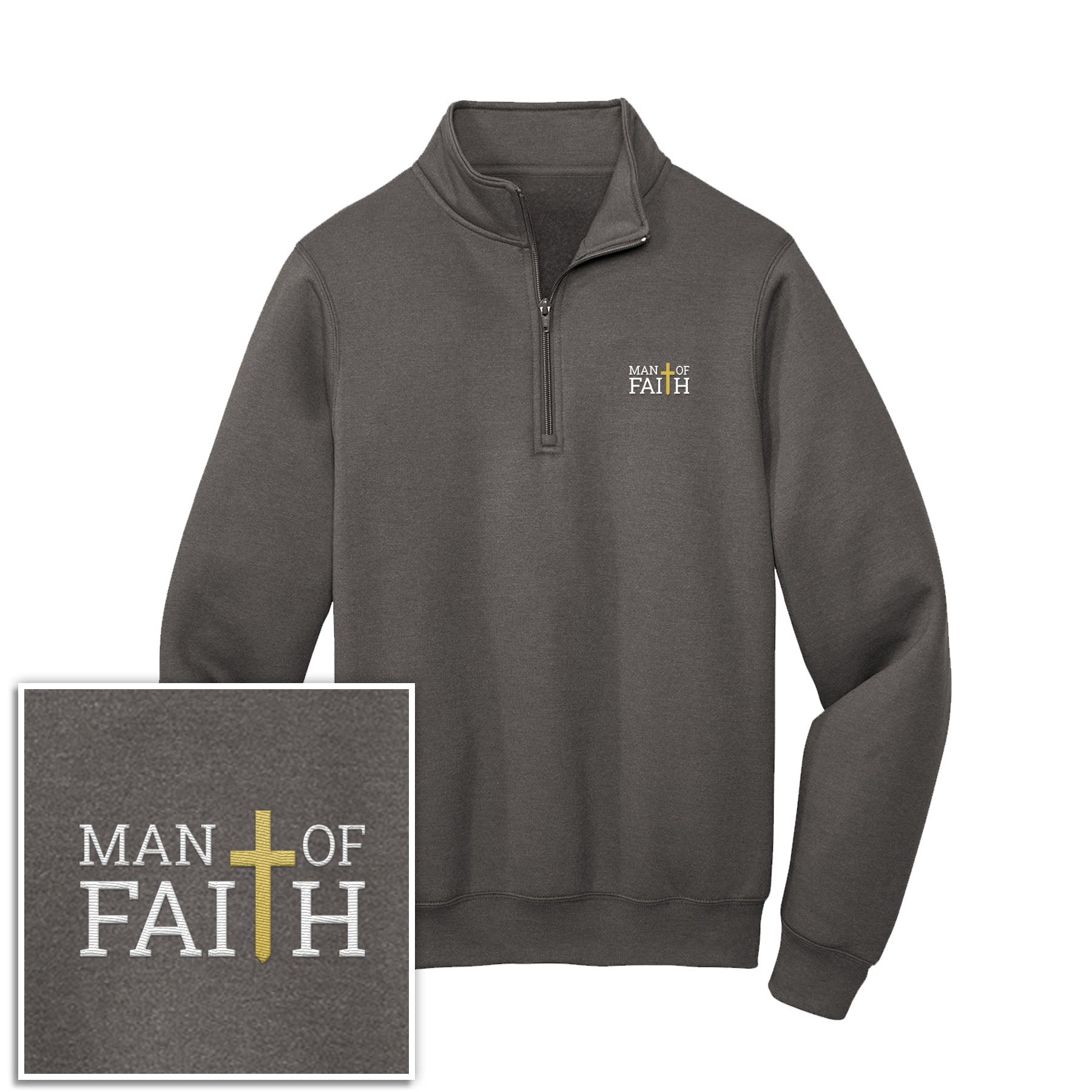 Man Of Faith 1/4 - Zip Pullover Sweatshirt - Our True God